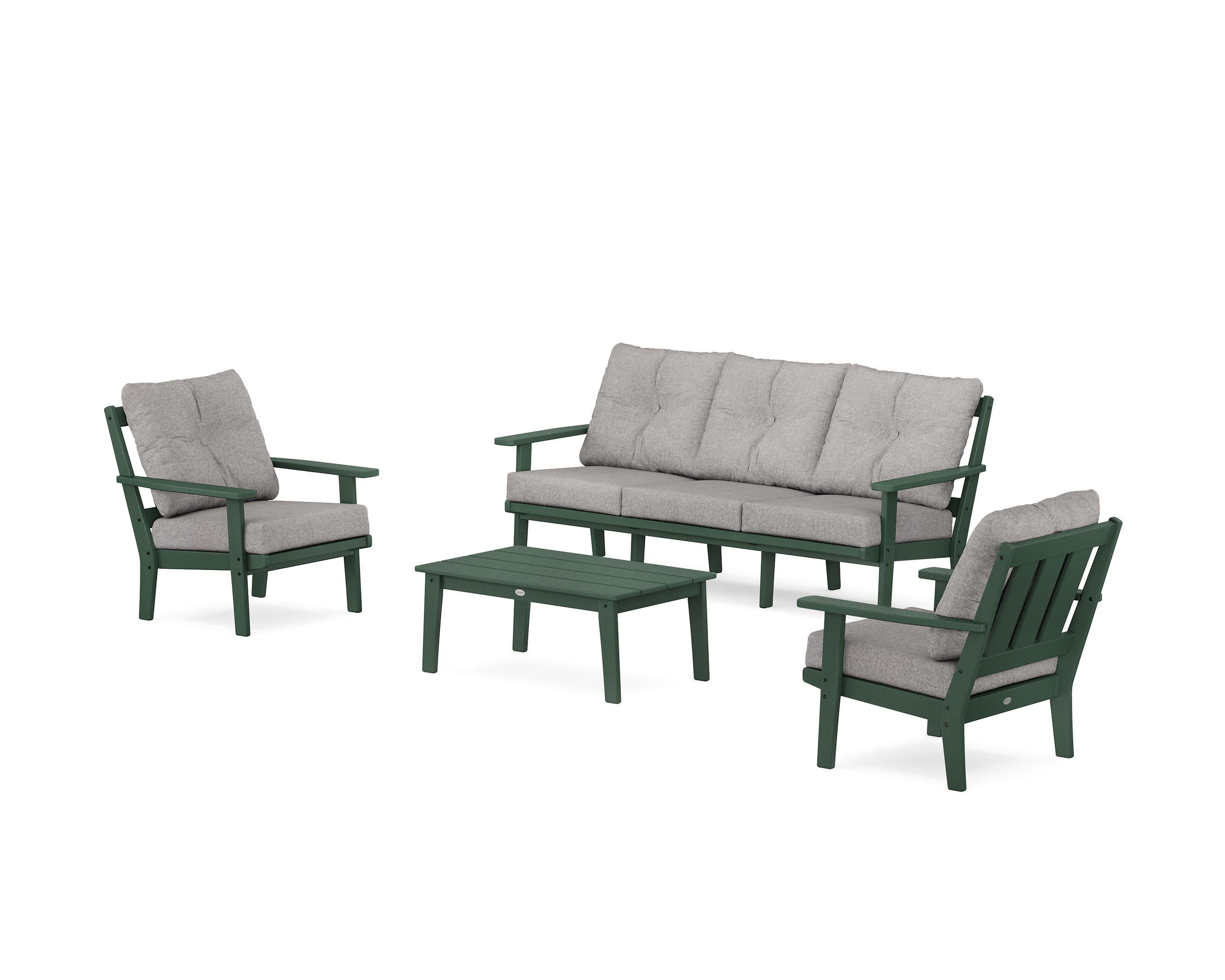Oxford 4-Piece Deep Seating Set with Sofa in Green / Grey Mist