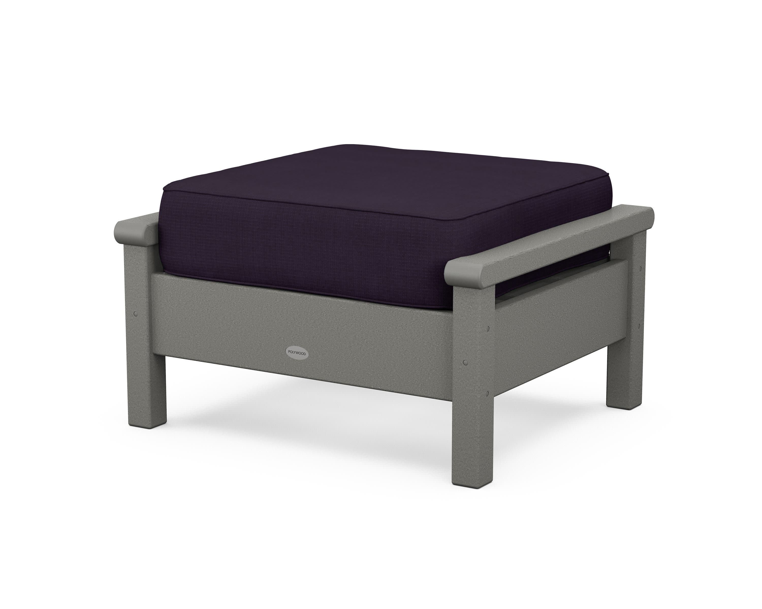 Harbour Deep Seating Ottoman in Slate Grey / Navy Linen