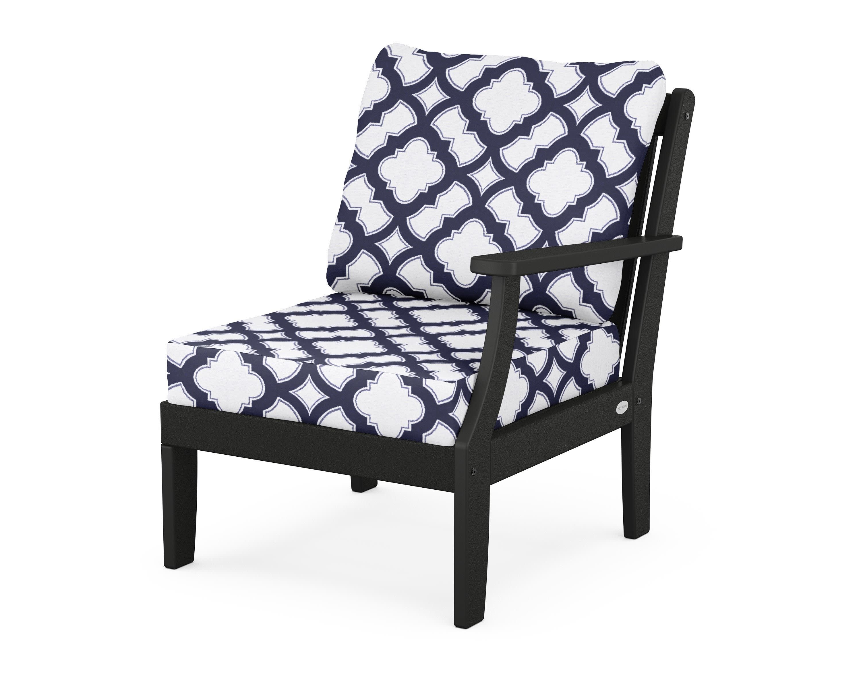 Braxton Modular Right Arm Chair in Black / Trellis Navy