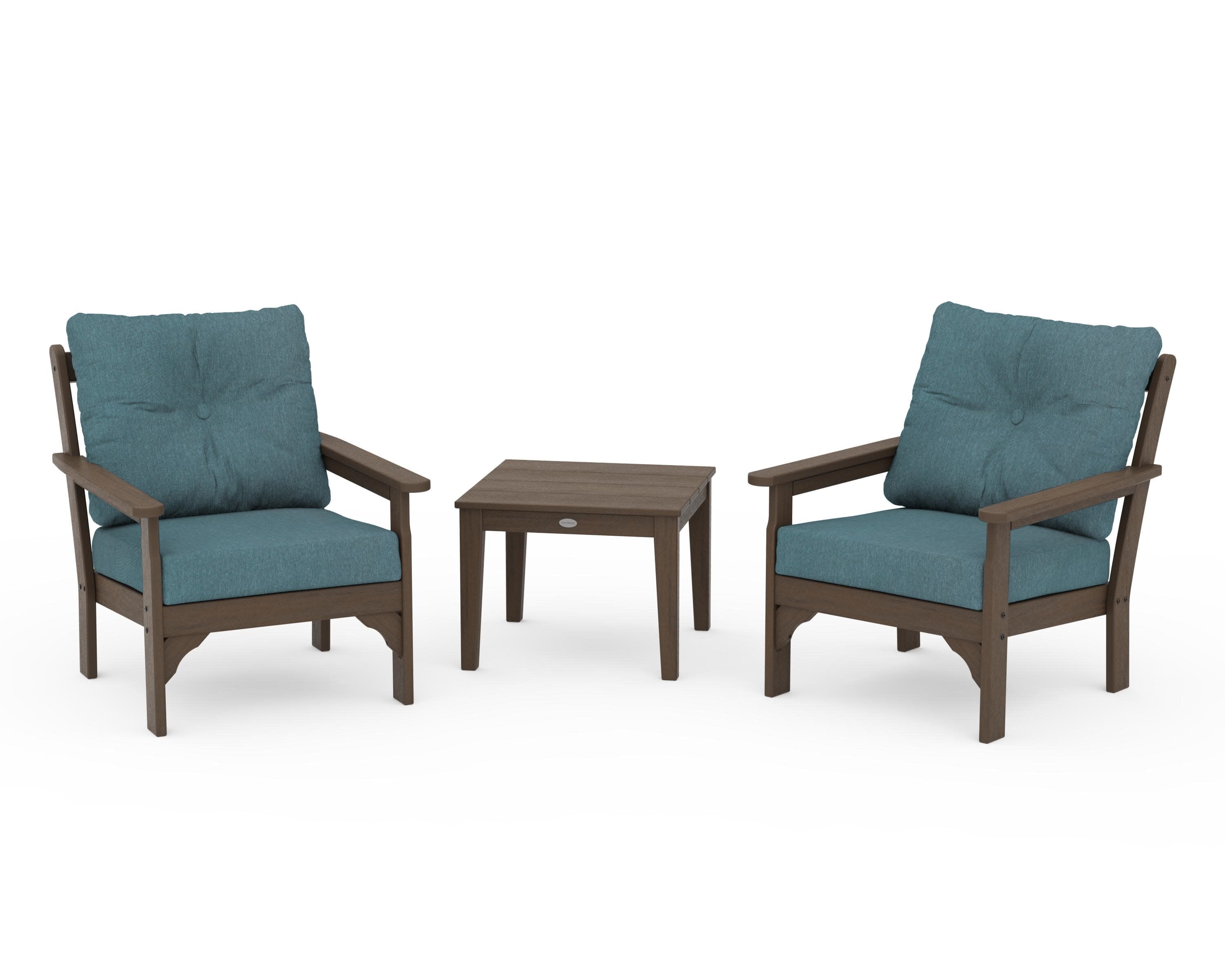 Vineyard 3-Piece Deep Seating Set in Kona / Ocean Teal