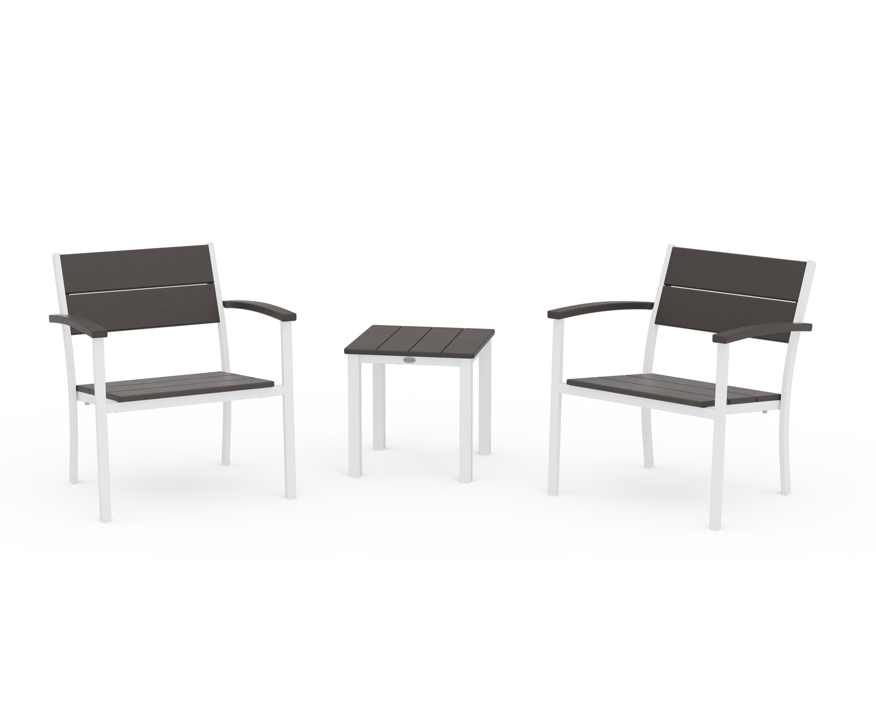 Main Street 3-Piece Lounge Chair Set in White / Vintage Coffee
