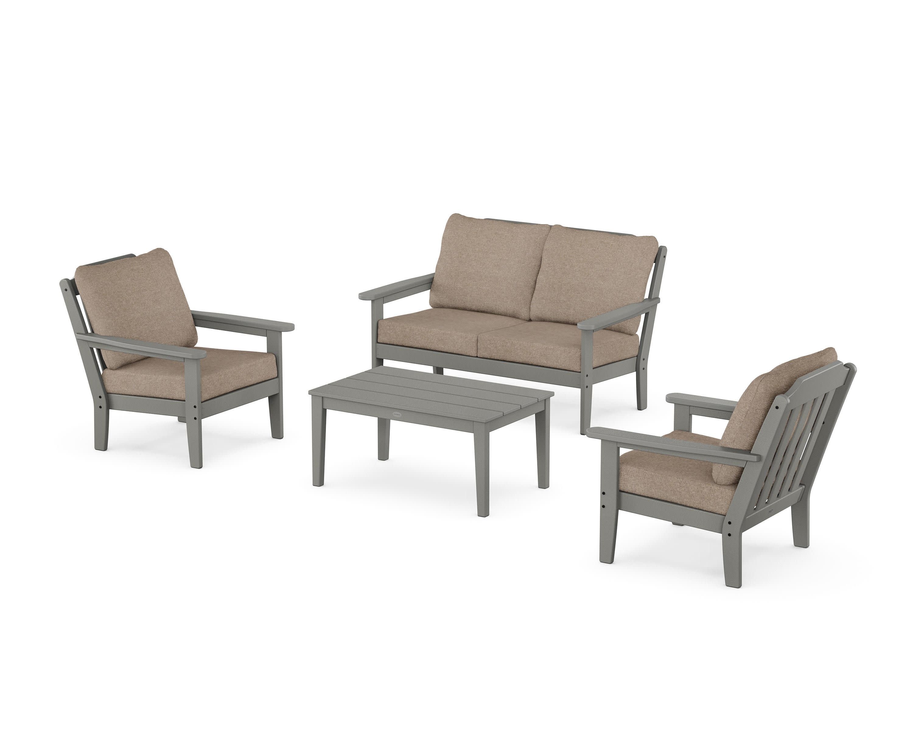 Cottage 4-Piece Deep Seating Set with Loveseat in Slate Grey / Spiced Burlap