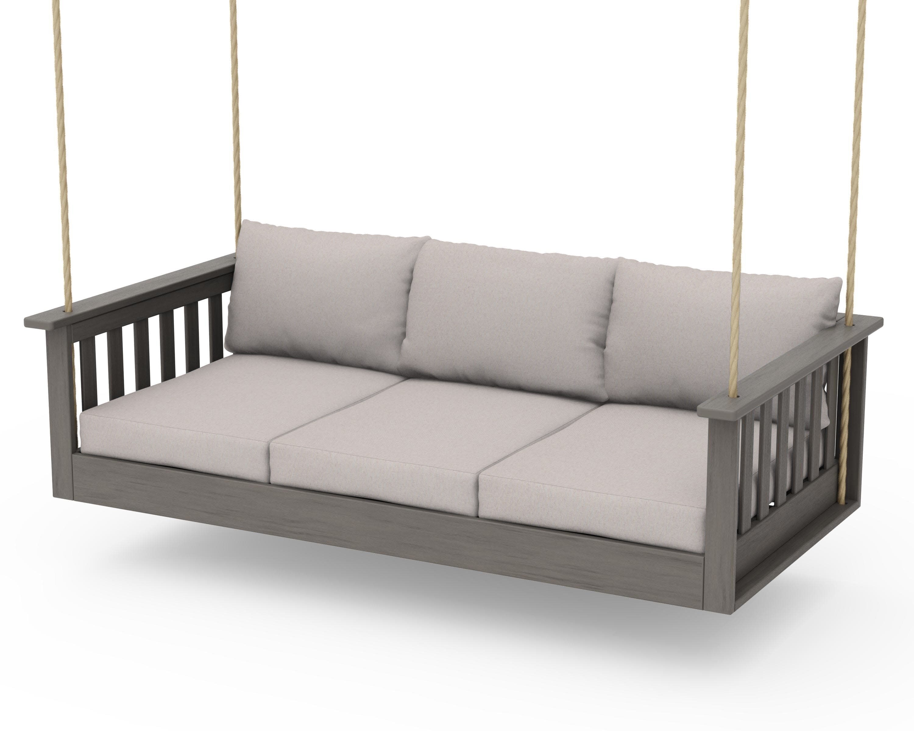 Vineyard Daybed Swing in Driftwood / Dune Burlap
