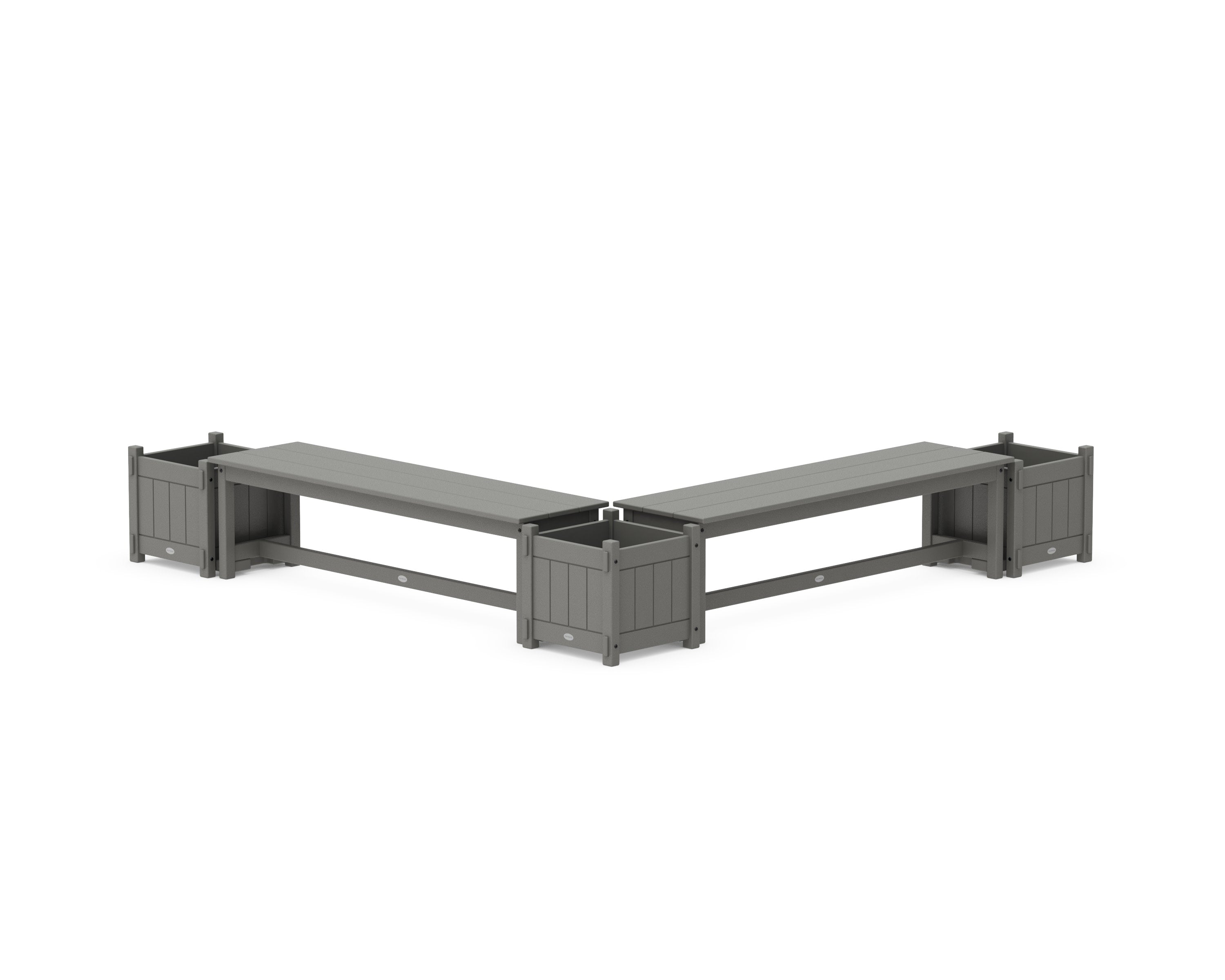 60" Vineyard L- Shaped Planter Bench Corner Set in Slate Grey