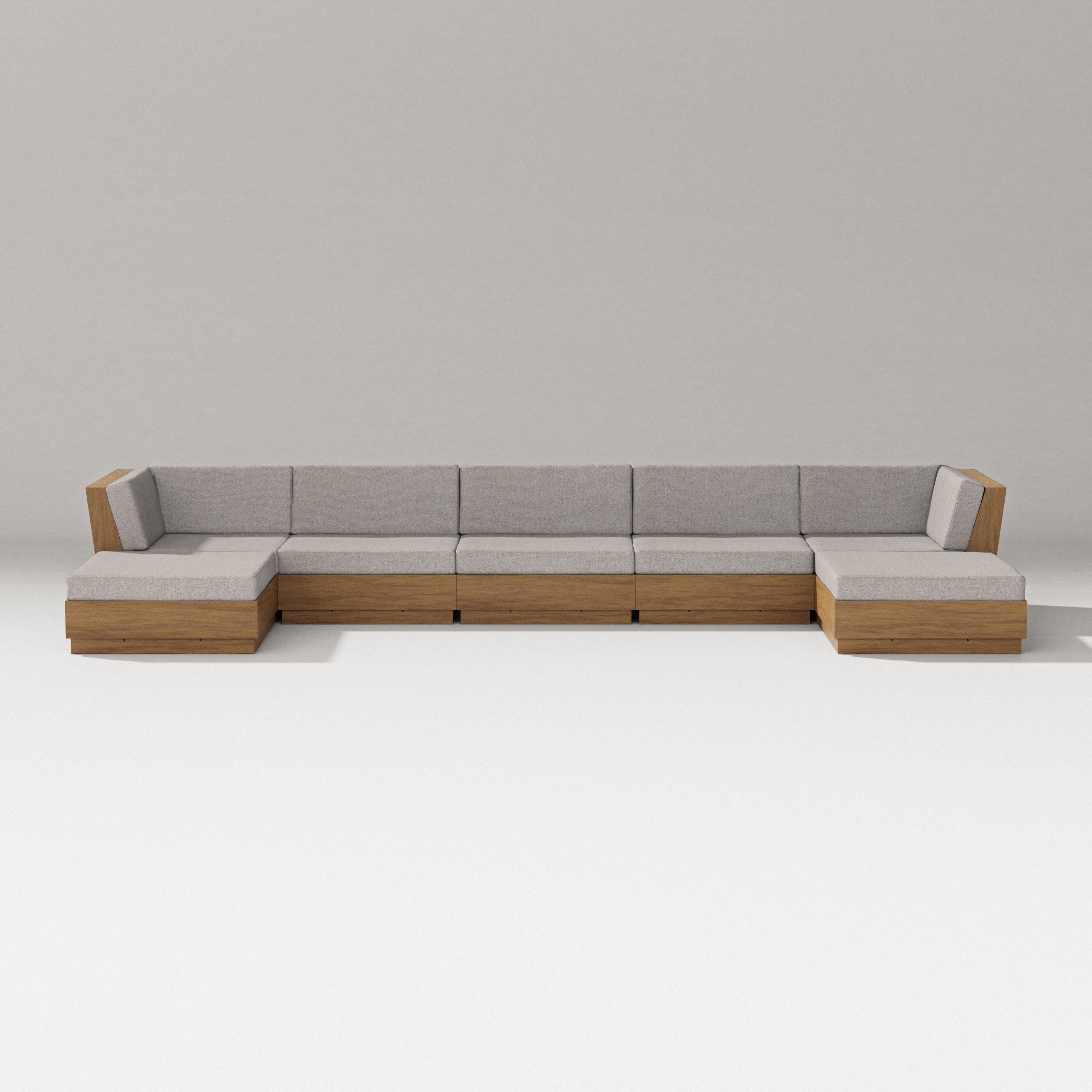 Elevate 7-Piece Double Chaise Sectional in Natural / Weathered Tweed