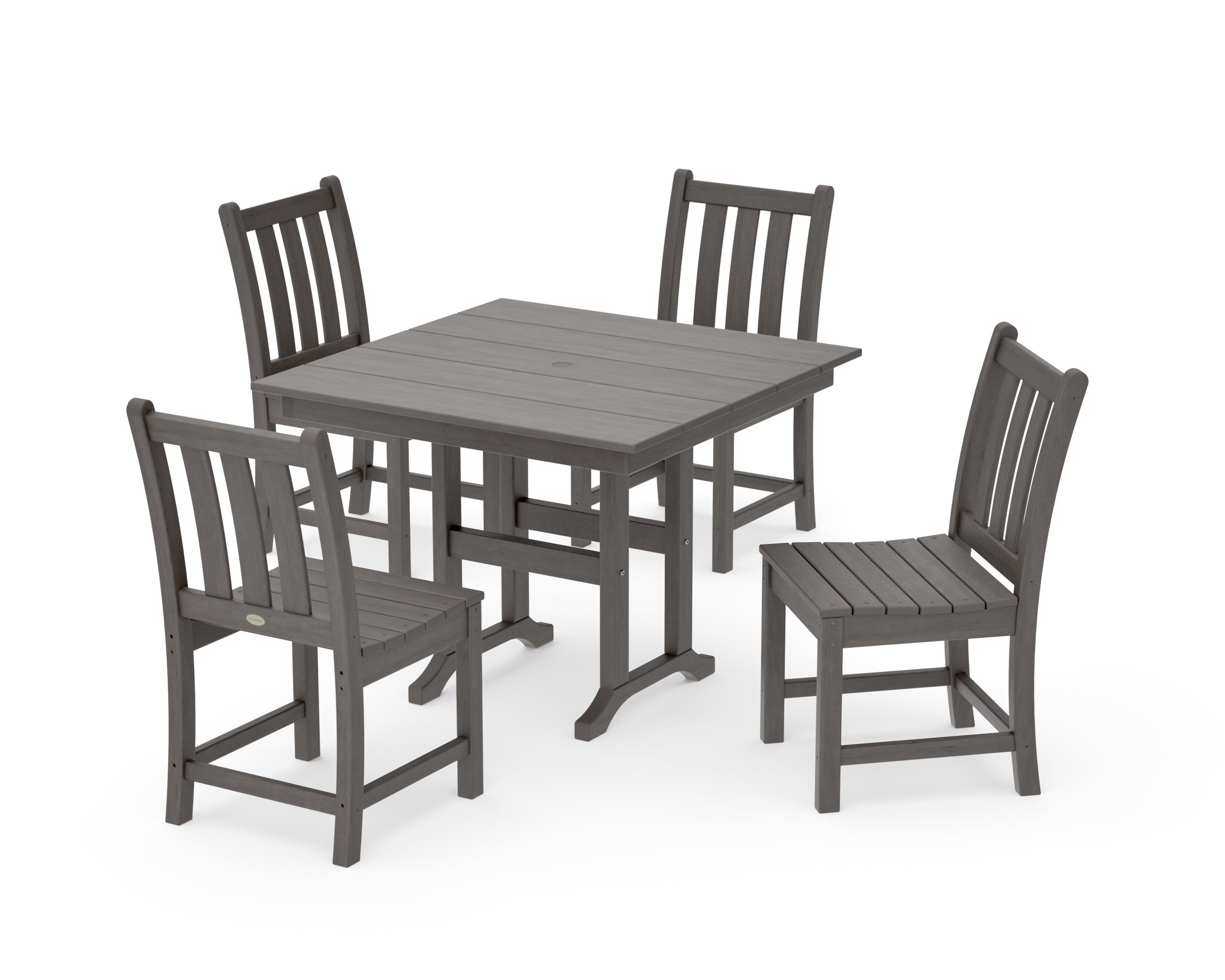 Traditional Garden Side Chair 5-Piece Farmhouse Dining Set in Driftwood