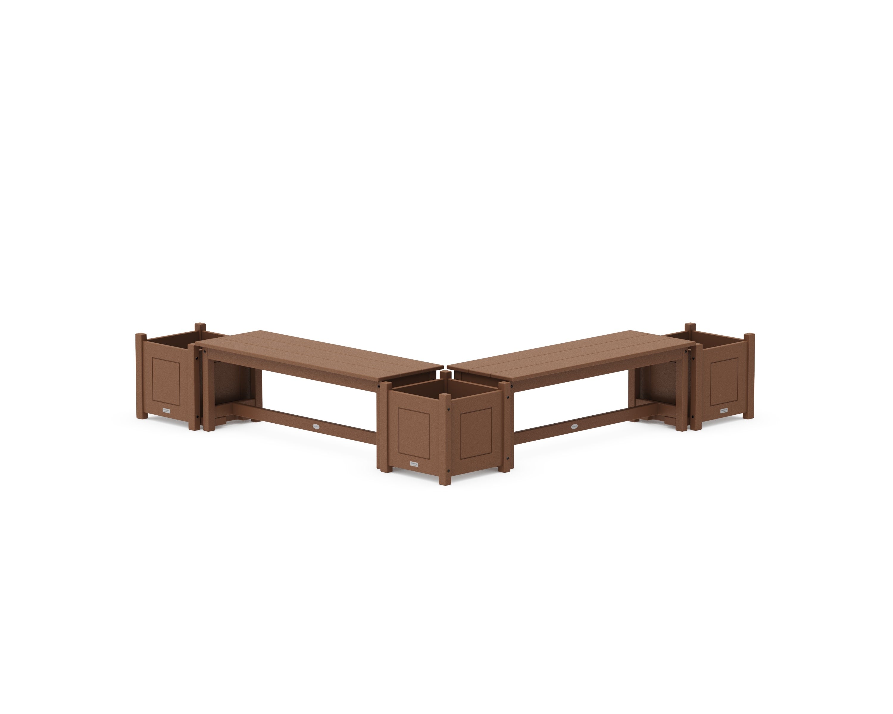 48" Country Living L- Shaped Planter Bench Corner Set in Teak