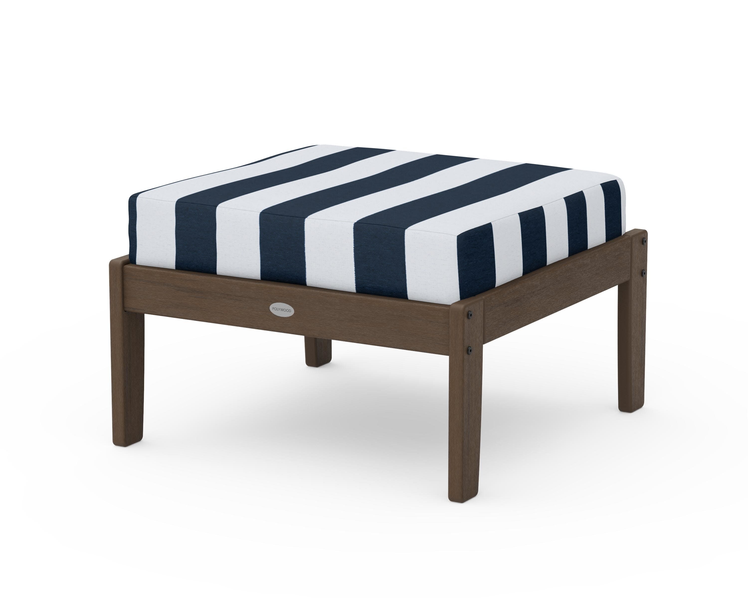Braxton Deep Seating Ottoman in Kona / Cabana Stripe Marine Indigo