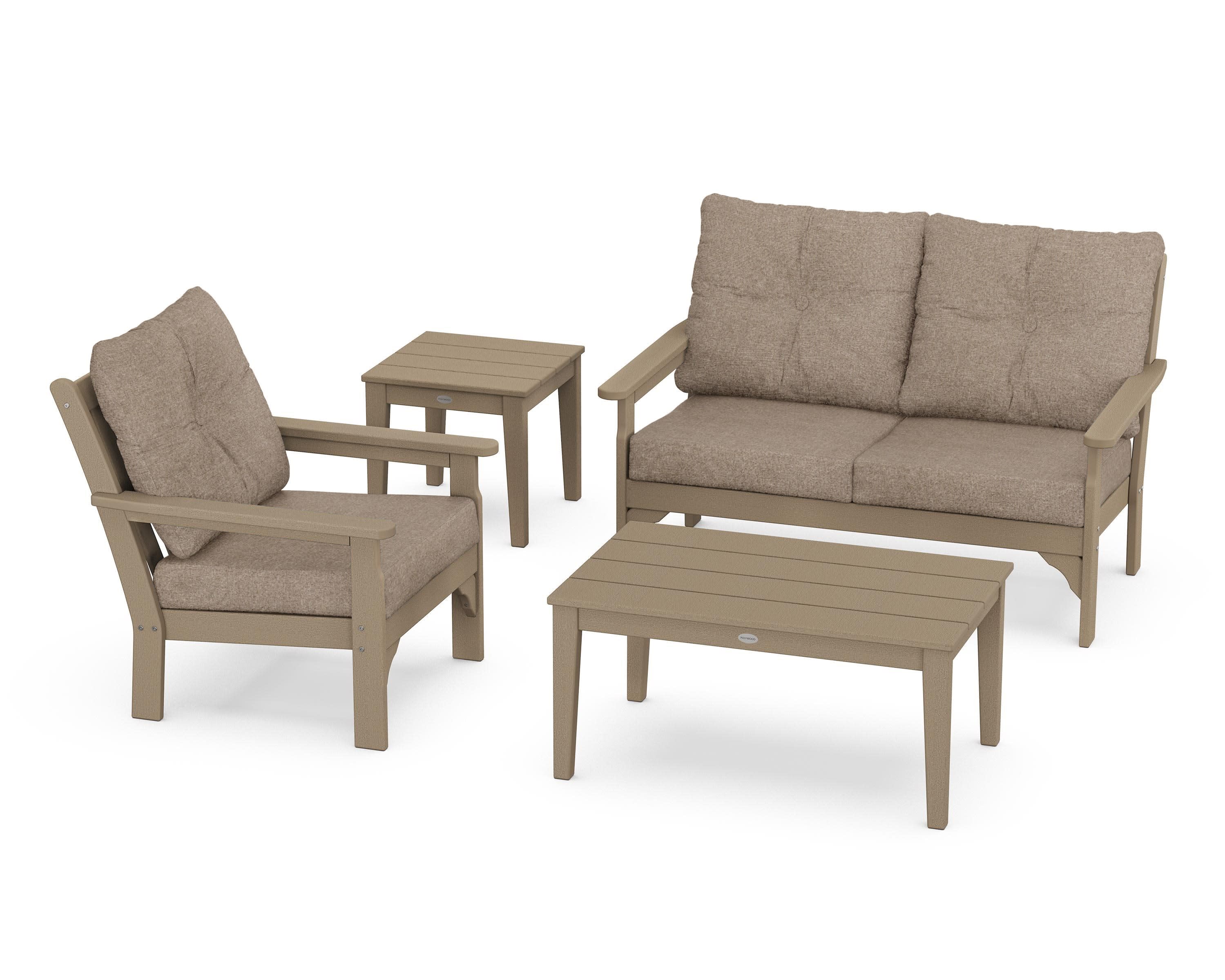 Vineyard 4-Piece Deep Seating Set in Vintage Sahara / Spiced Burlap