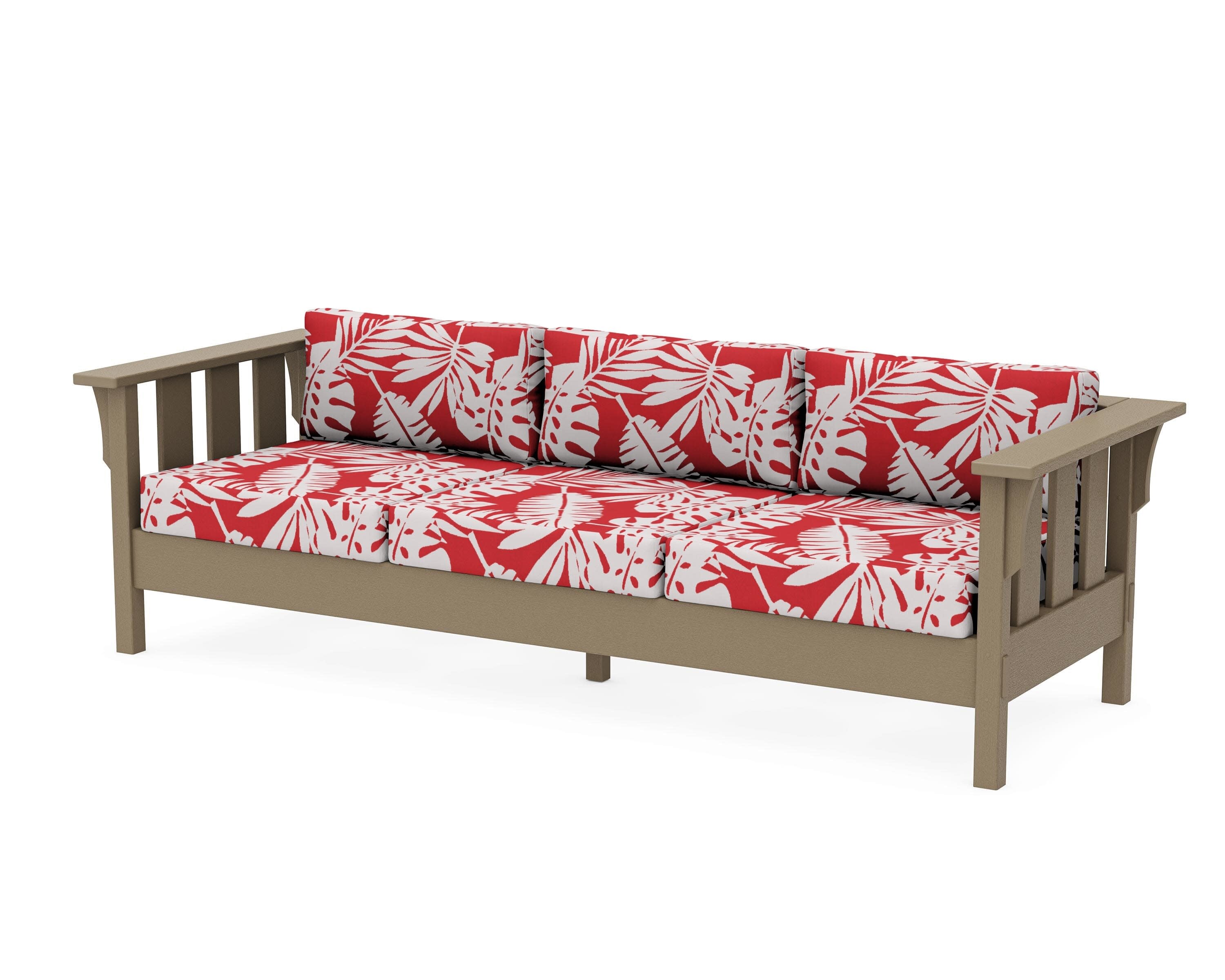 Acadia Deep Seating Sofa in Vintage Sahara / Leaf Crimson