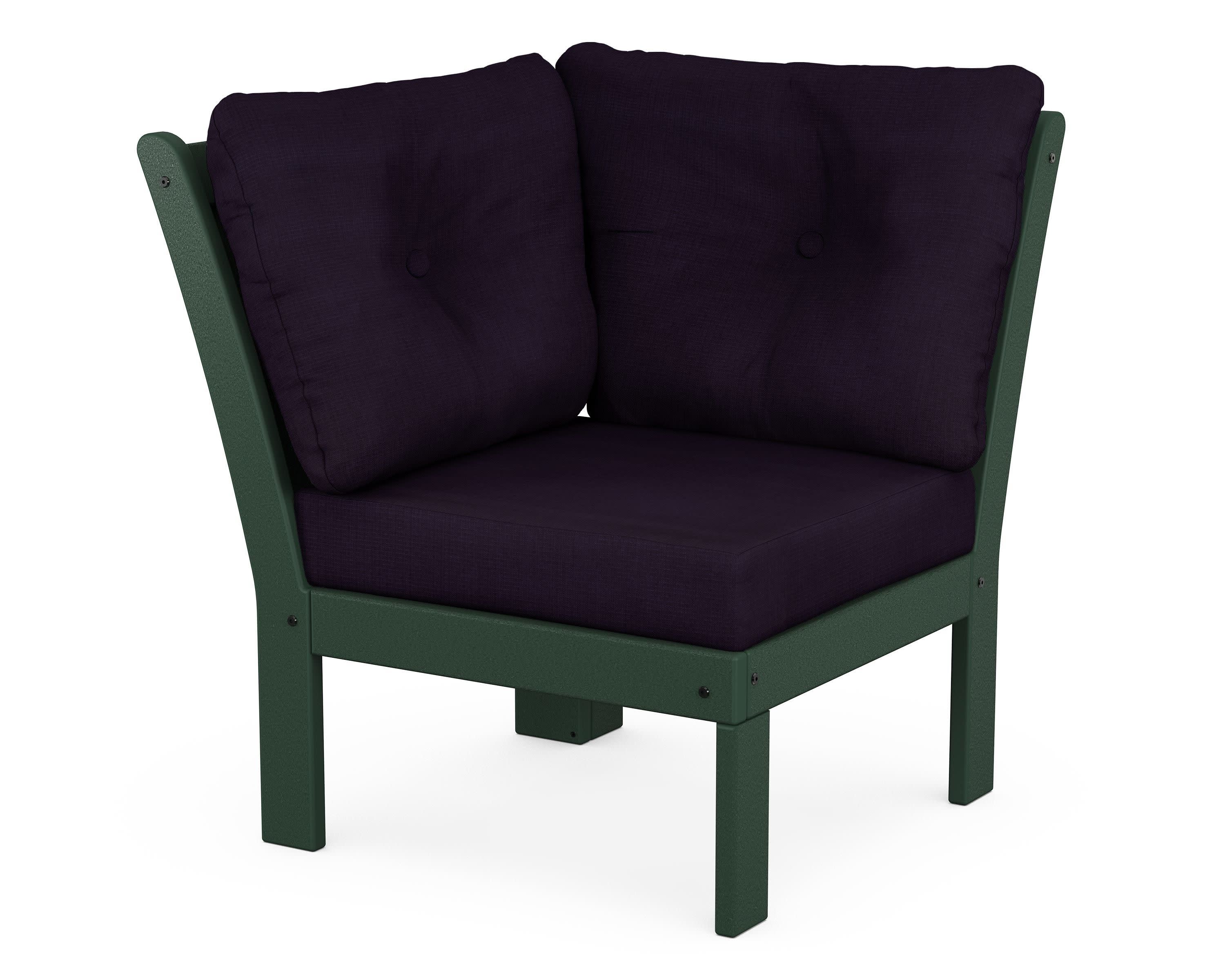 Vineyard Modular Corner Chair in Green / Navy Linen