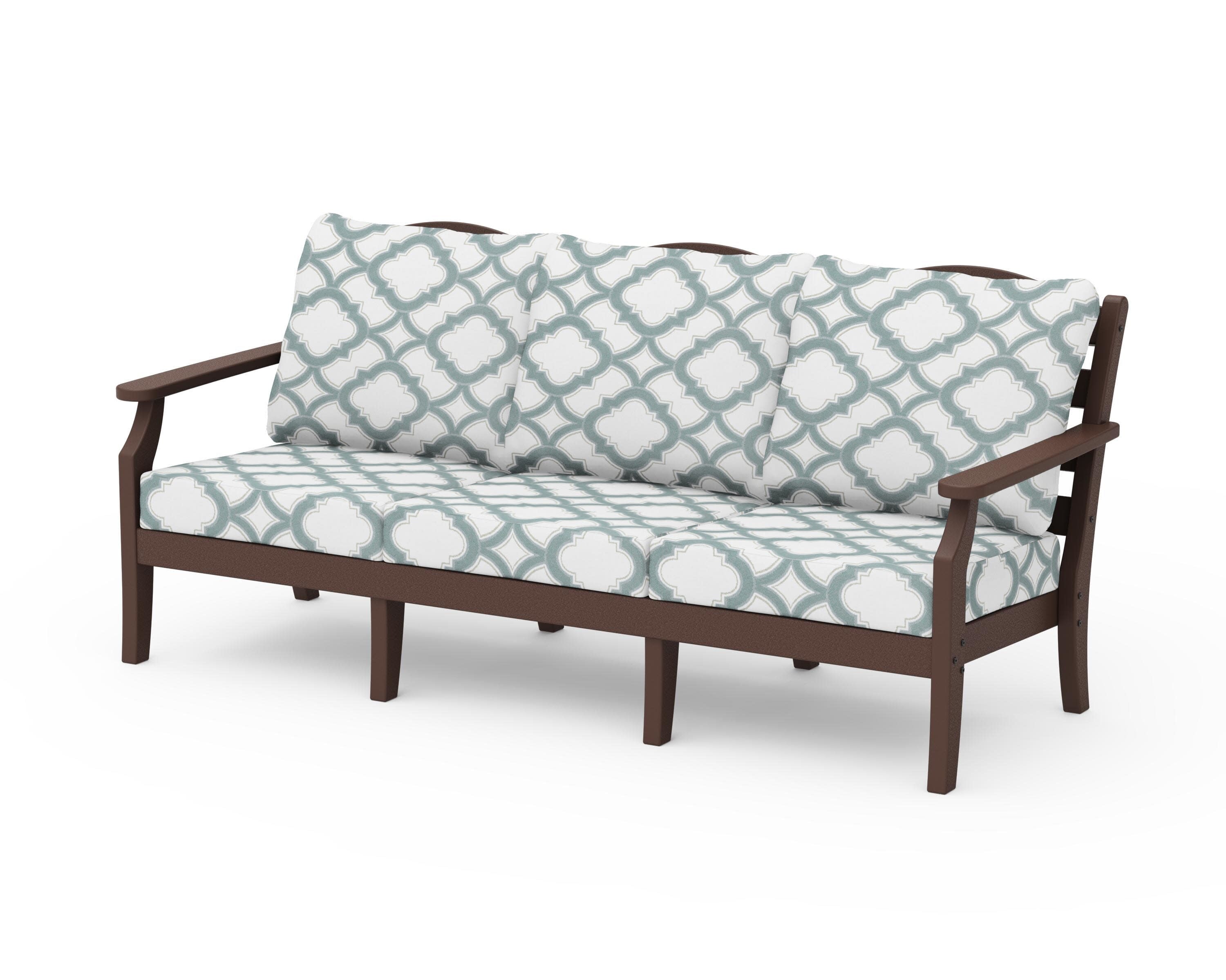 Savannah Deep Seating Sofa in Mahogany / Trellis Glacier Spa