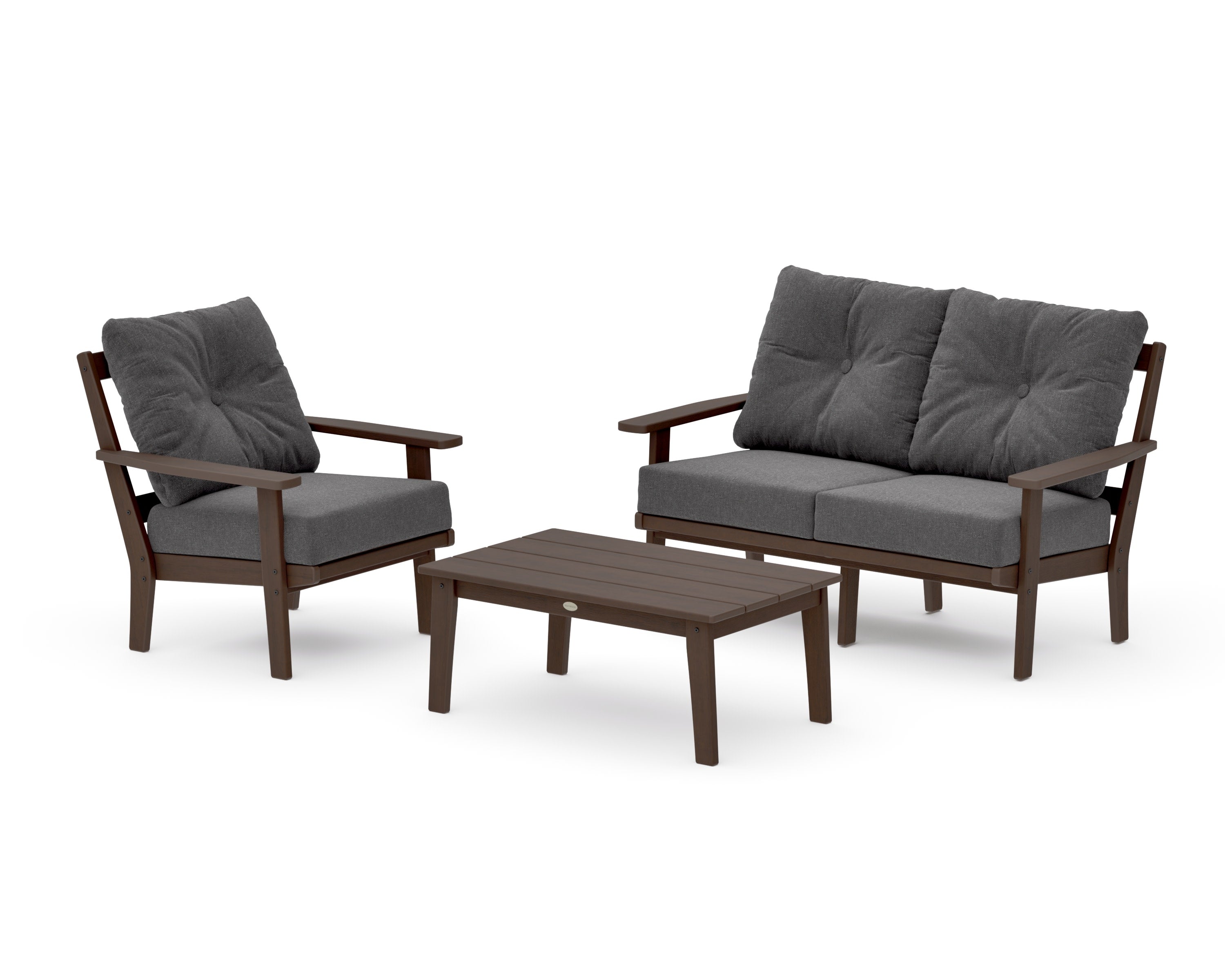 Prairie 3-Piece Deep Seating Set with Loveseat in Kona / Ash Charcoal