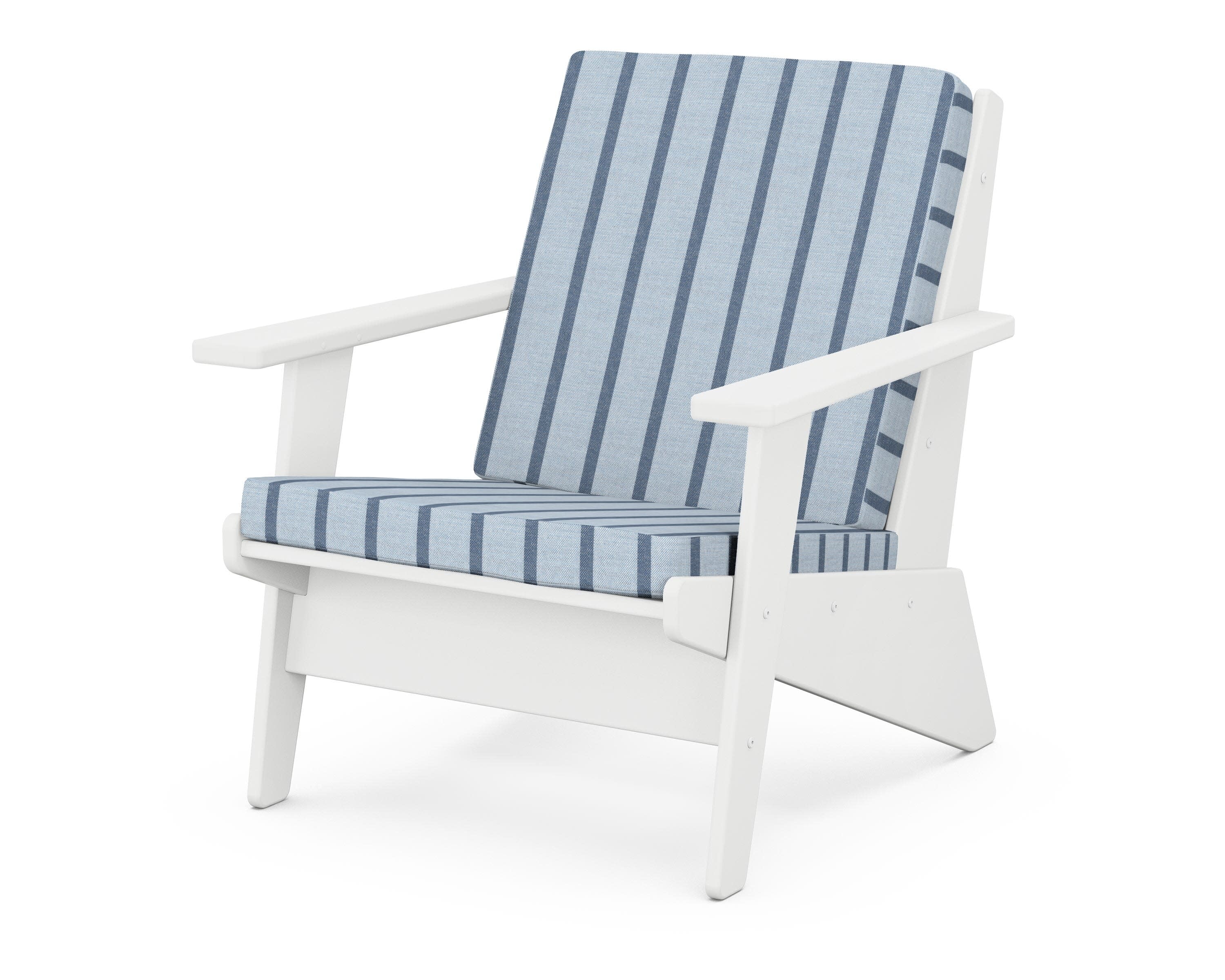 Riviera Modern Lounge Chair in White / Unwind Sky