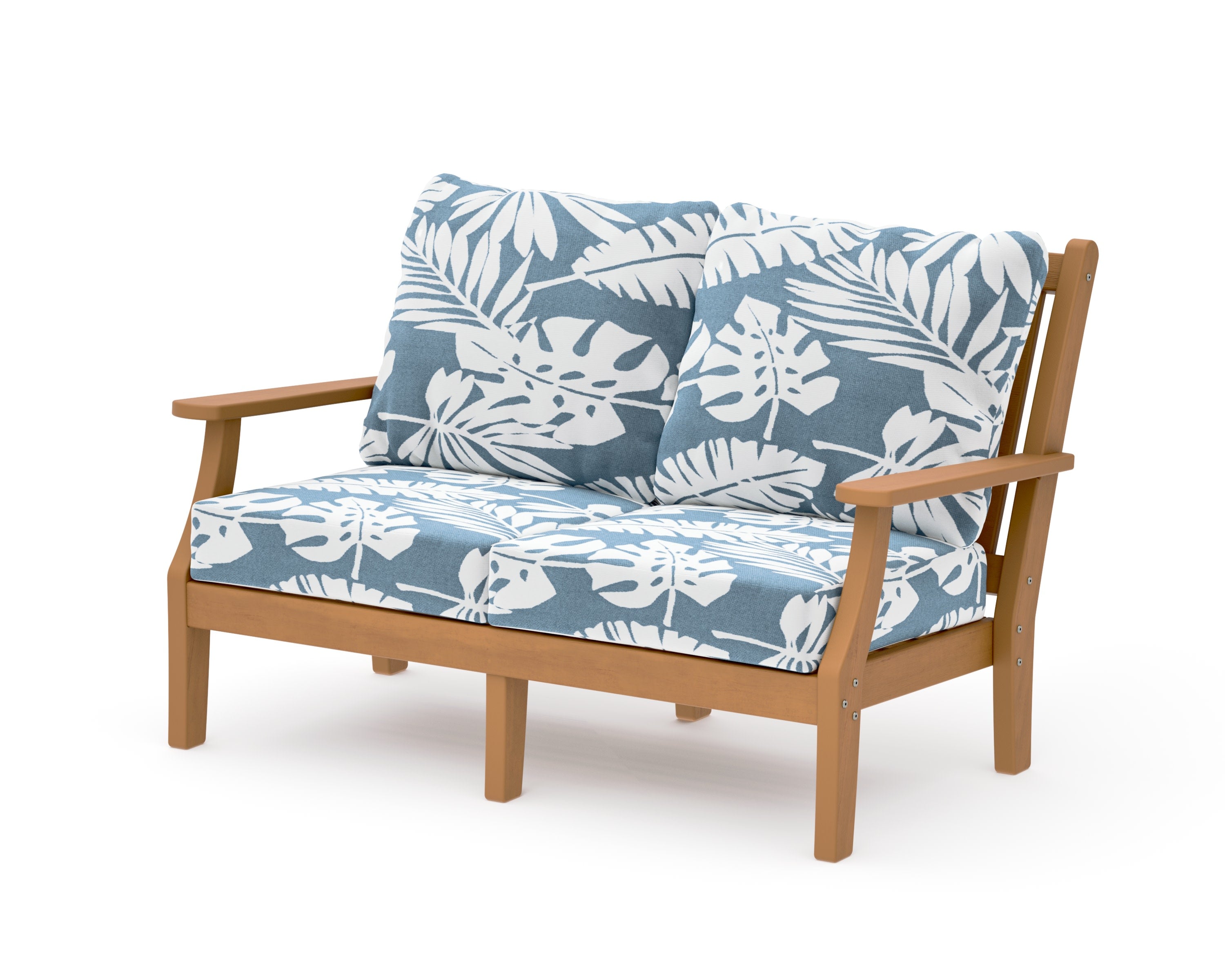 Wovendale Deep Seating Loveseat in Natural / Leaf Sky Blue