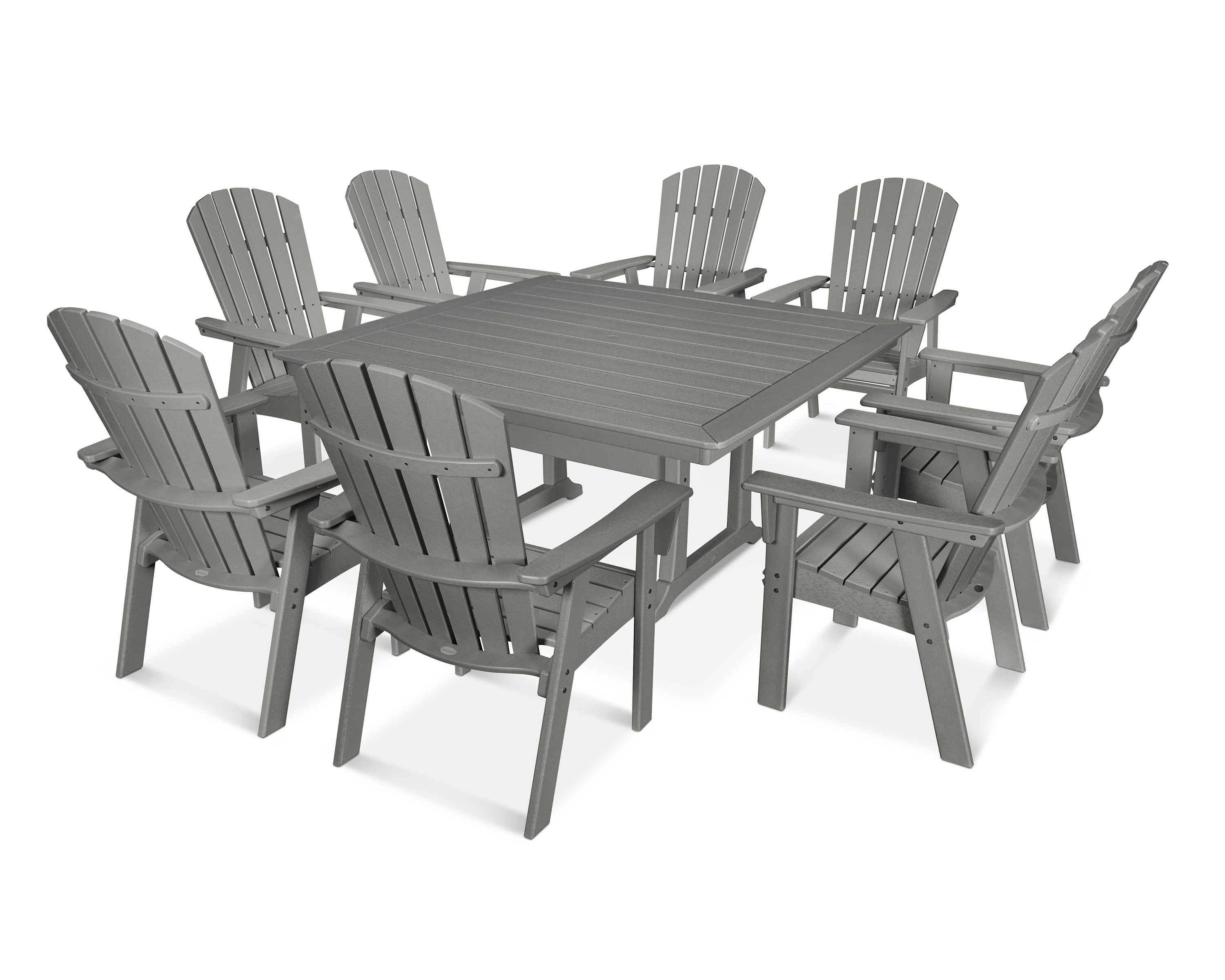 Nautical Adirondack 9-Piece Trestle Dining Set in Slate Grey