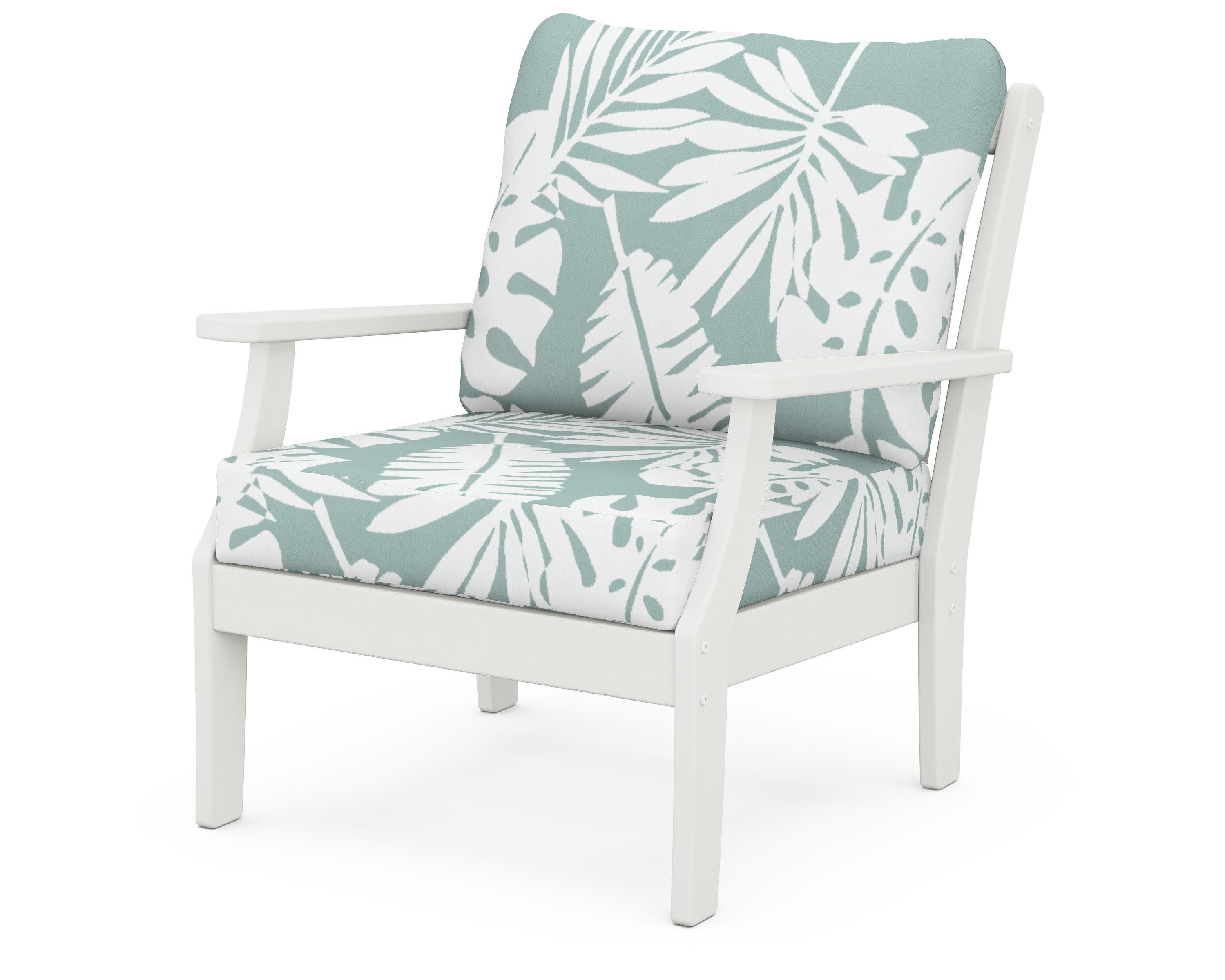 Braxton Deep Seating Chair in Vintage White / Leaf Glacier Spa