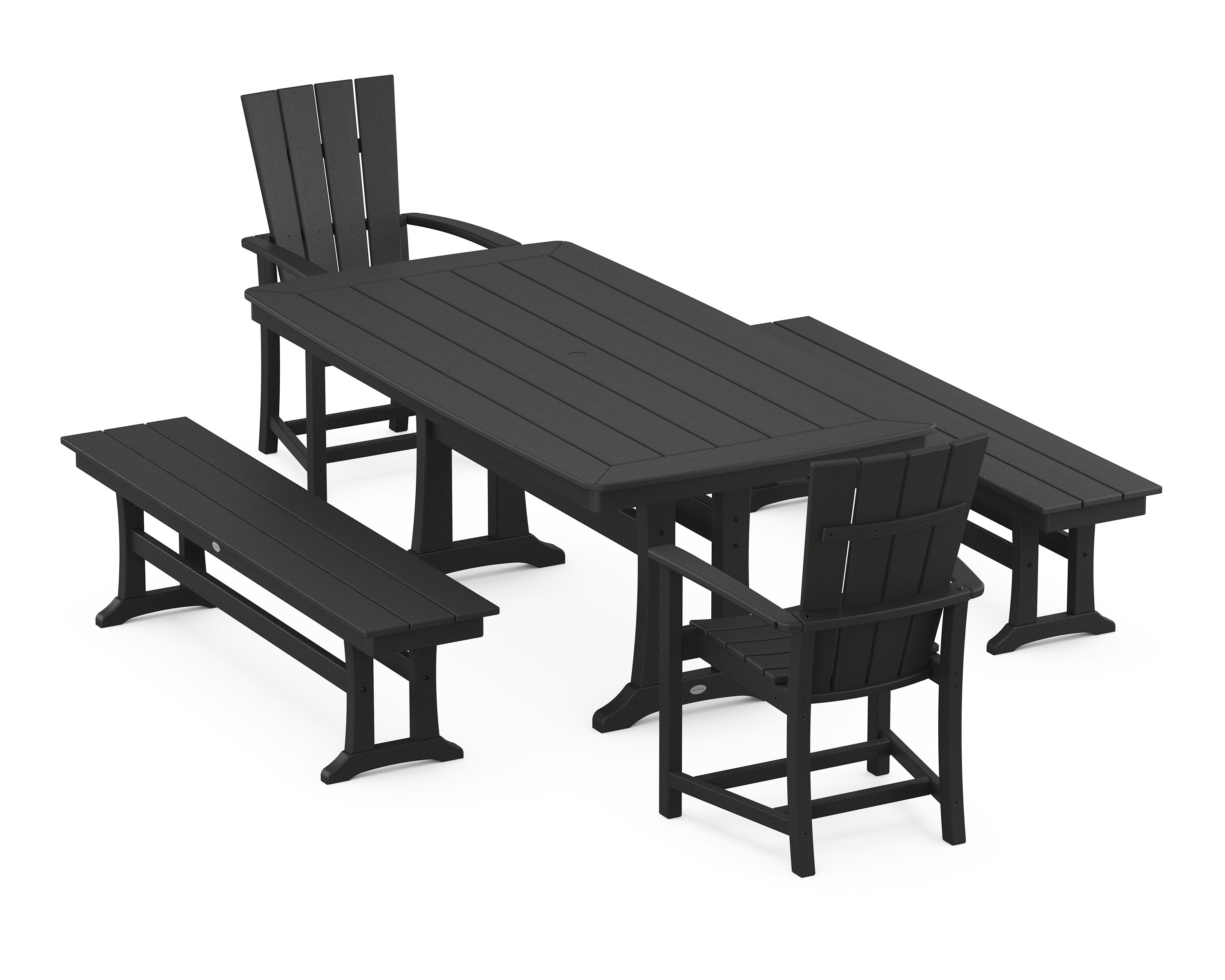 Quattro 5-Piece Dining Set with Trestle Legs in Black