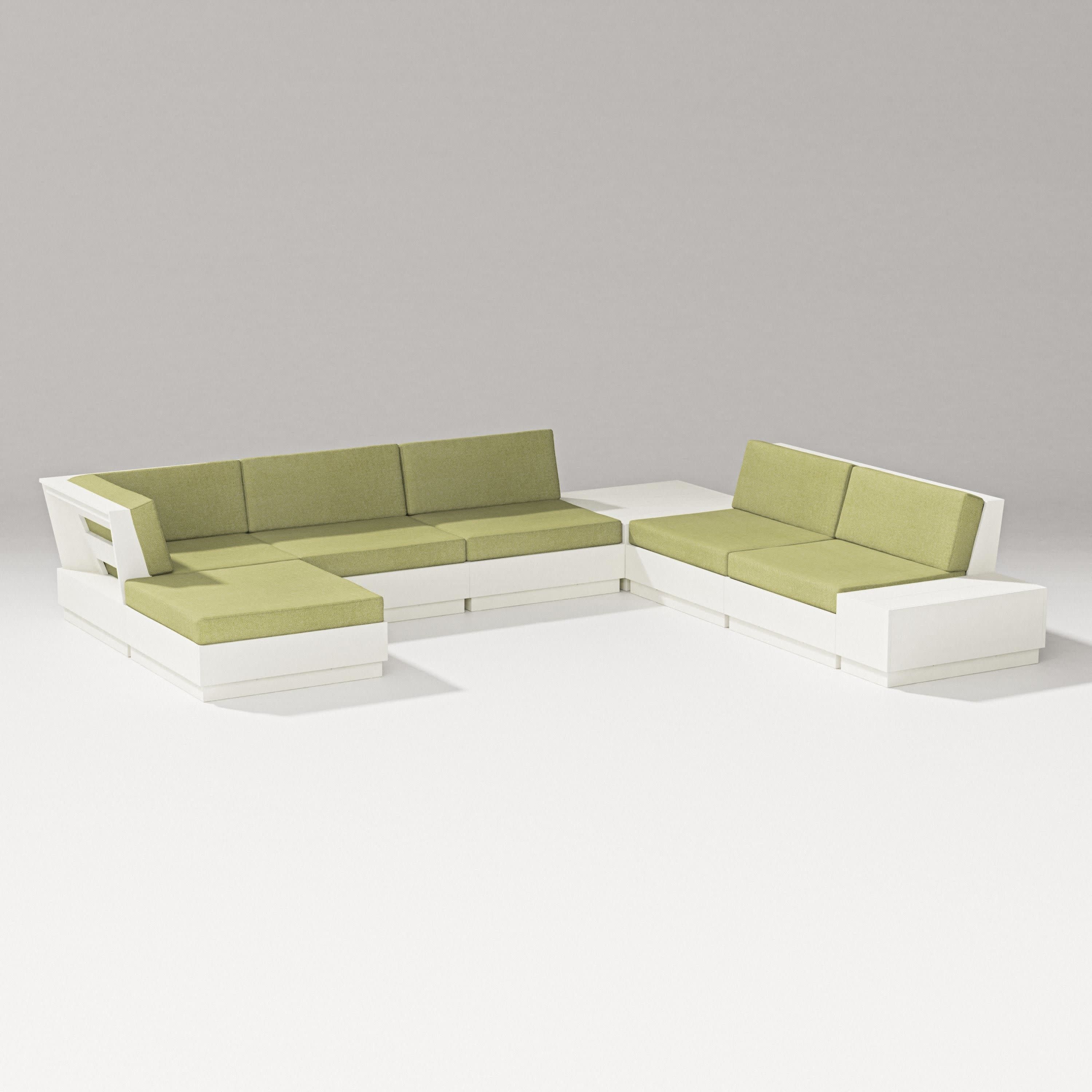 Elevate 8-Piece Corner Sectional in Vintage White / Chartreuse Boucle