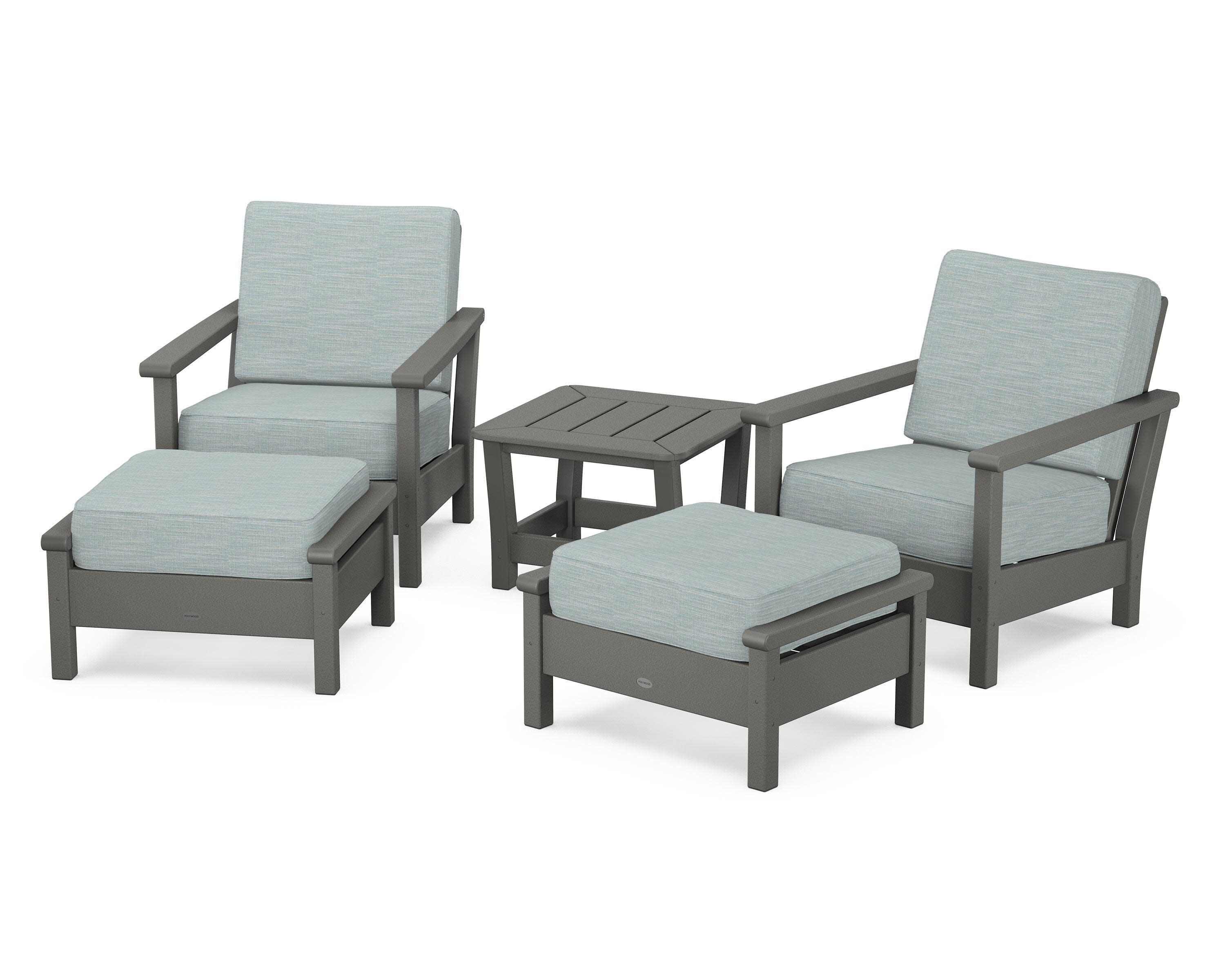 Harbour 5-Piece Deep Seating Chair Set in Slate Grey / Soothe Mist
