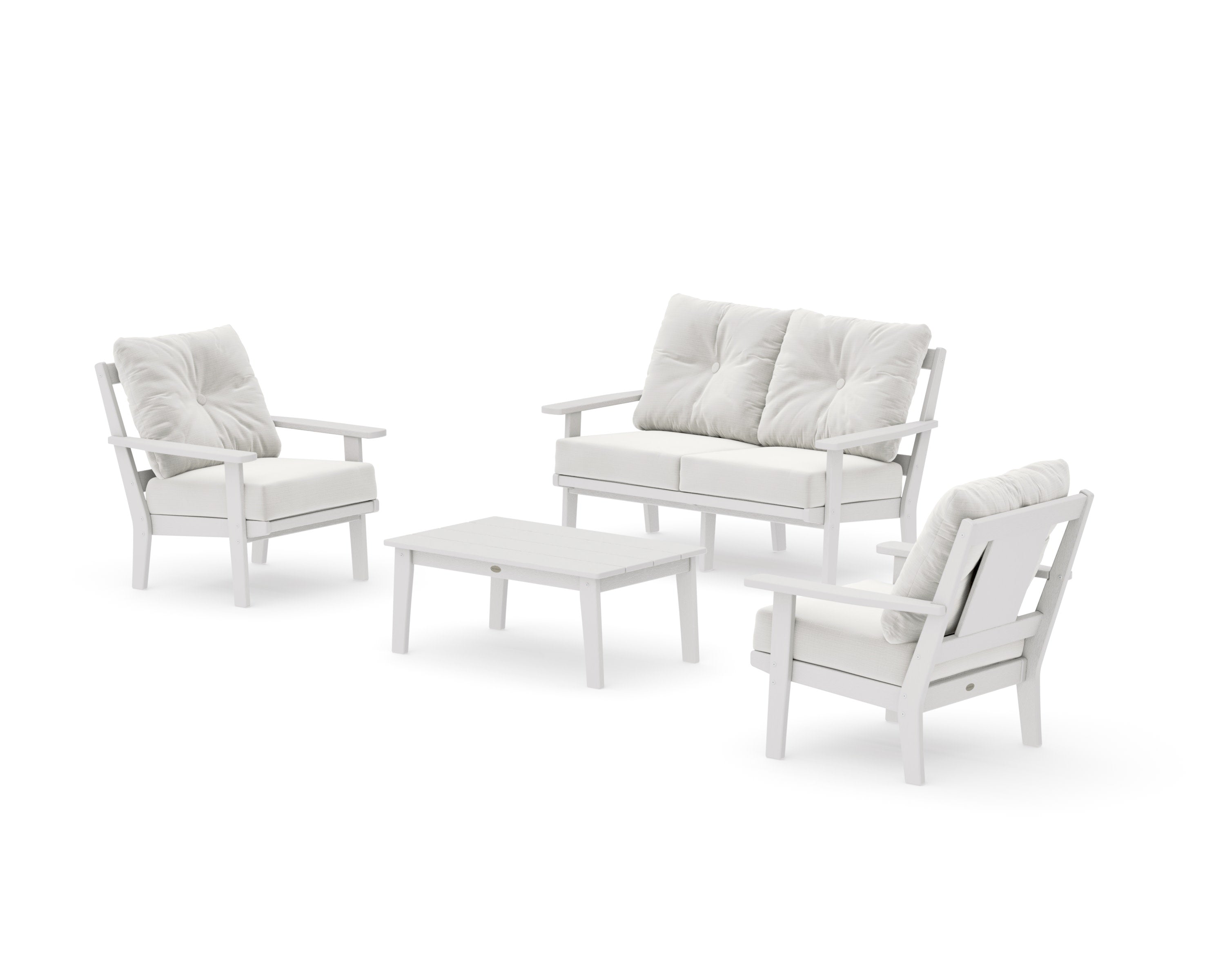 Prairie 4-Piece Deep Seating Set with Loveseat in Vintage White / Natural Linen