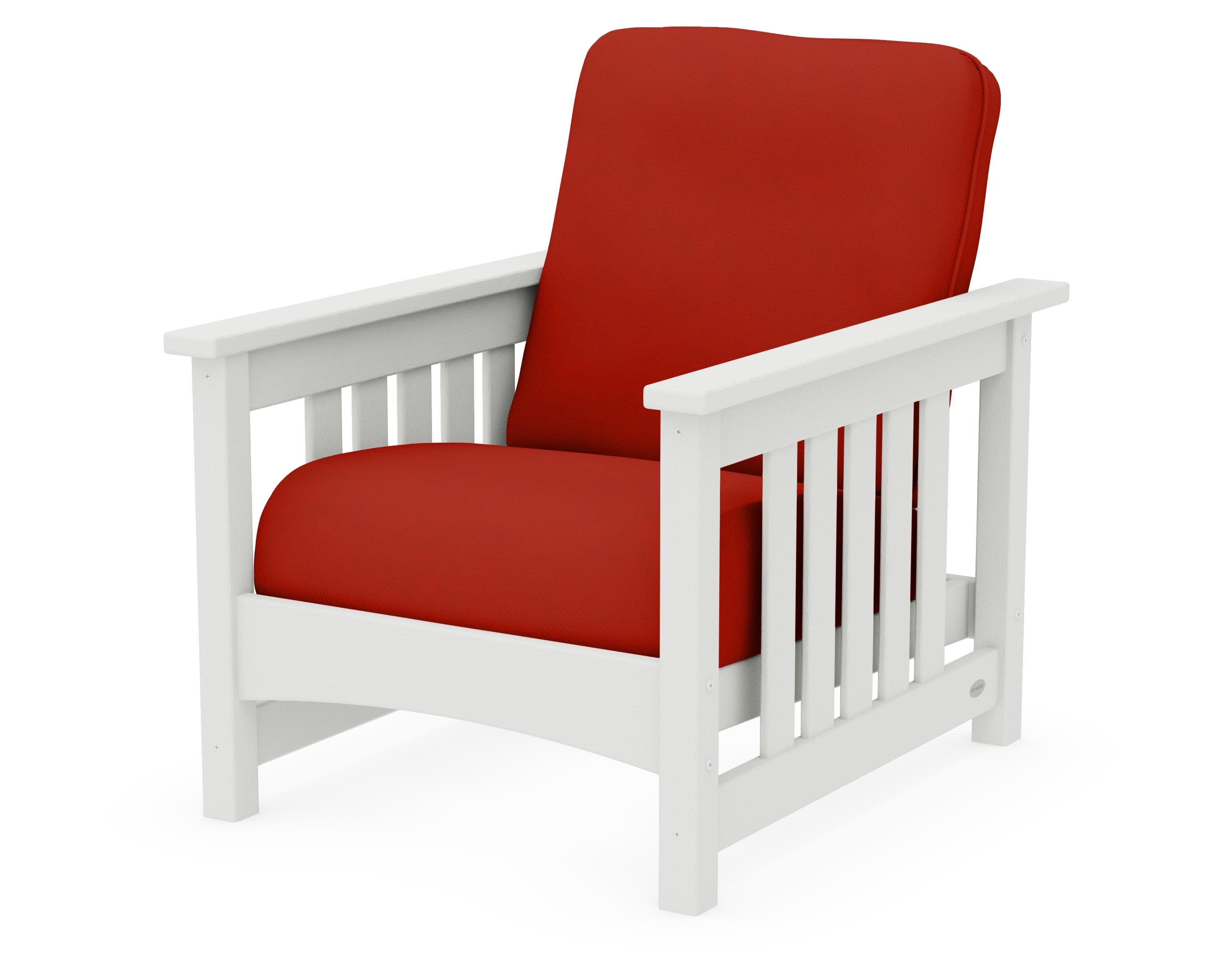 Club Mission Chair in Vintage White / Canvas Jockey Red