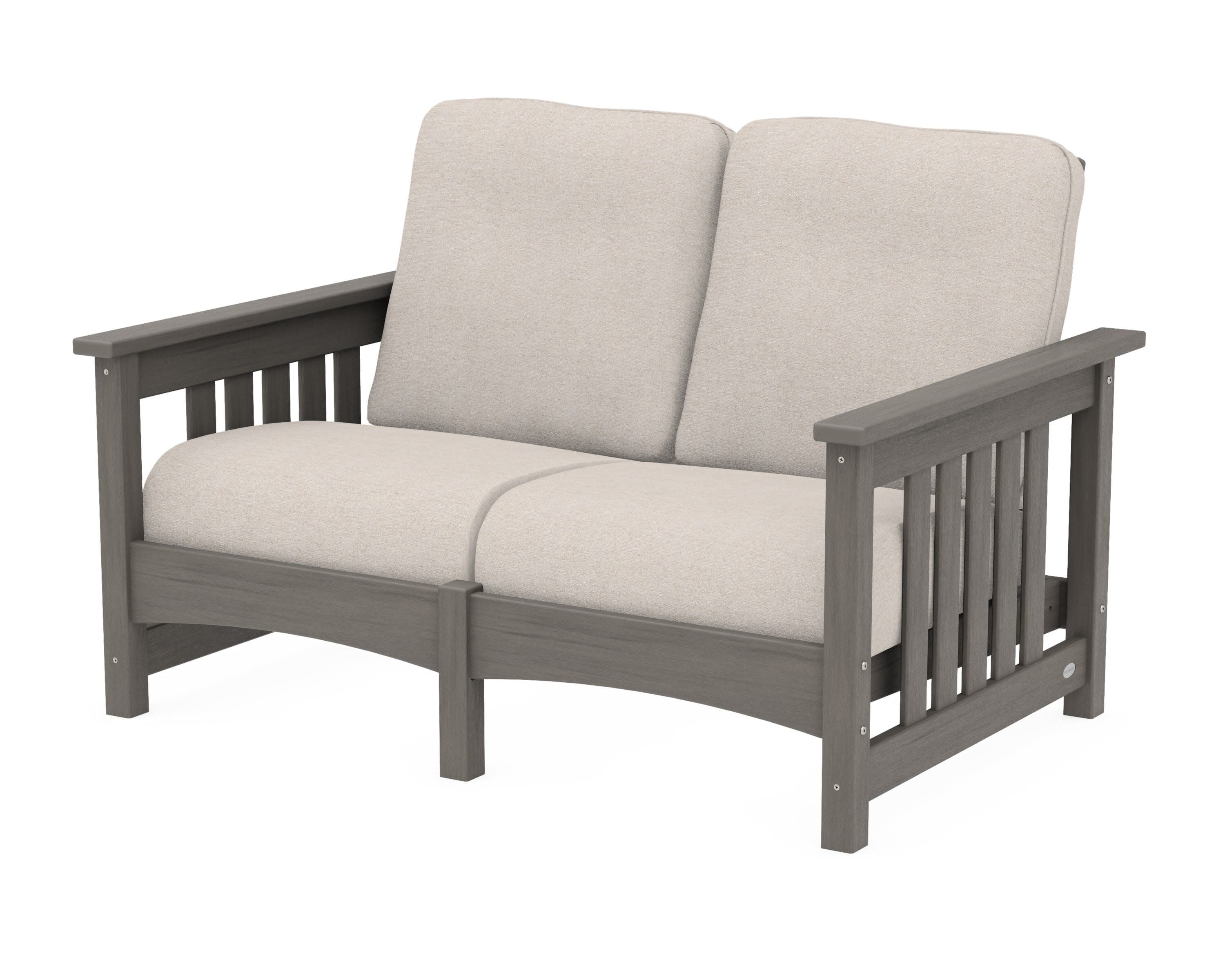 Club Mission Loveseat in Driftwood / Nuance Cloud