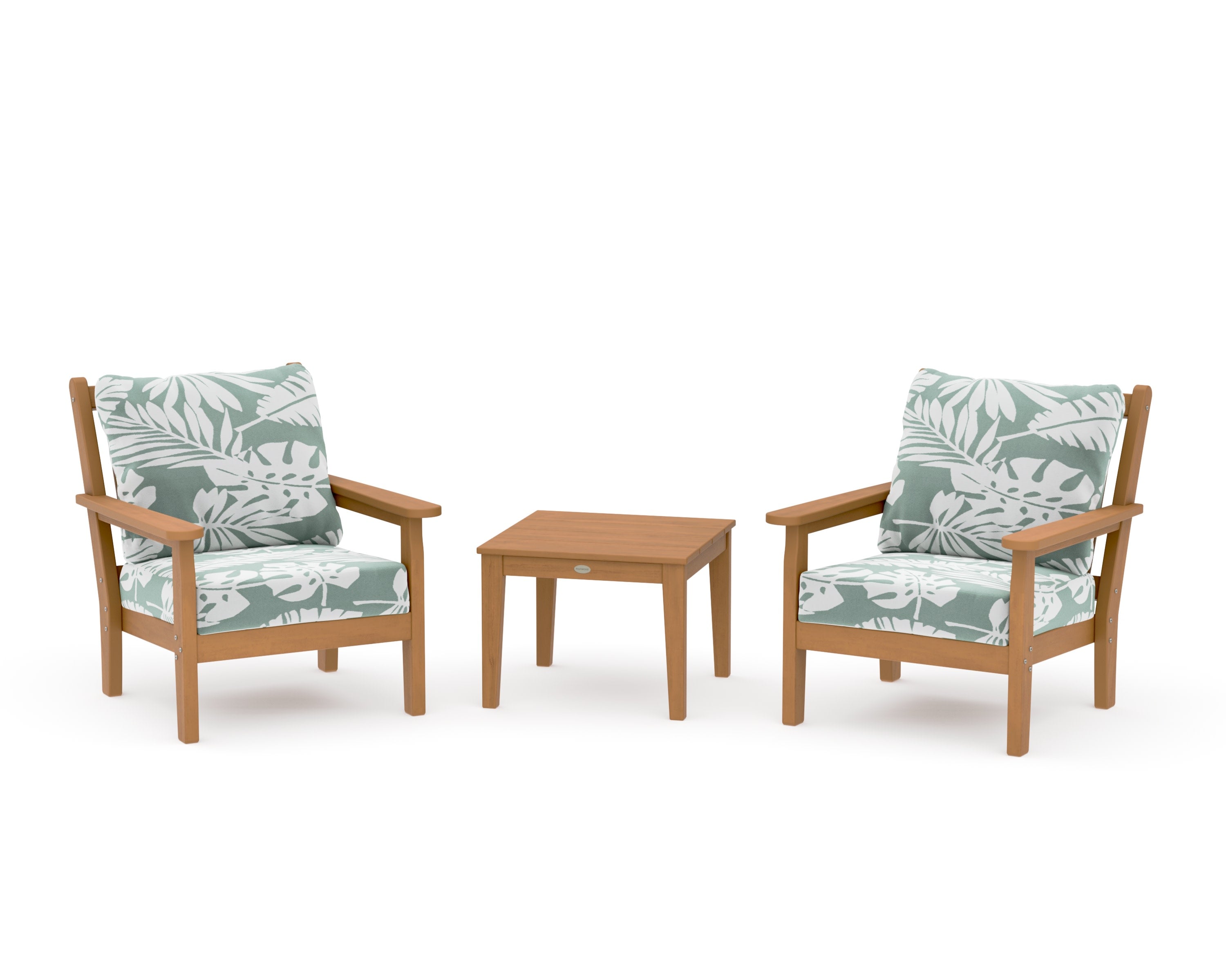 Chippendale 3-Piece Deep Seating Set in Natural / Leaf Glacier Spa