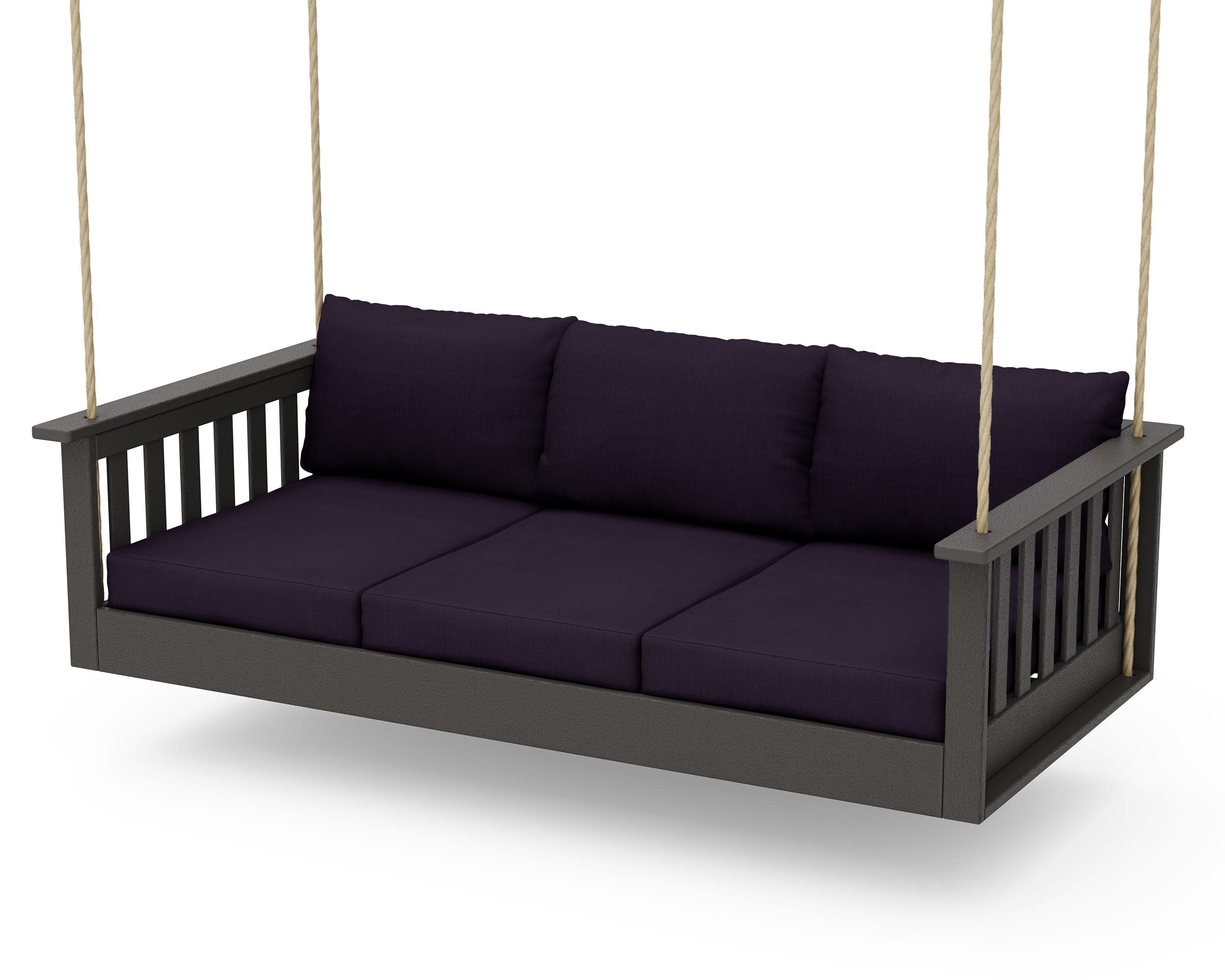 Vineyard Daybed Swing in Vintage Coffee / Navy Linen