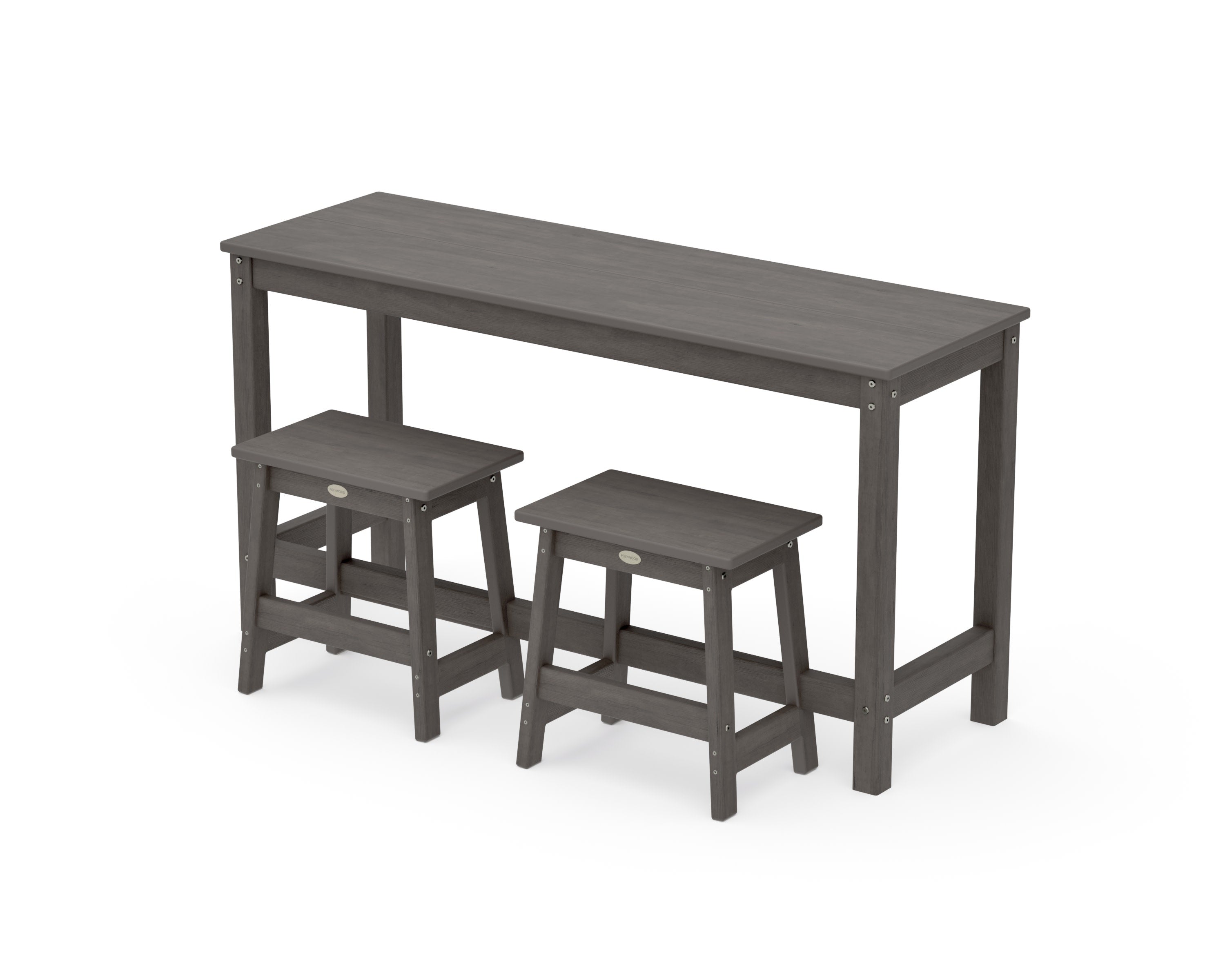 Modern Studio Stool 3-Piece Balcony Set in Driftwood