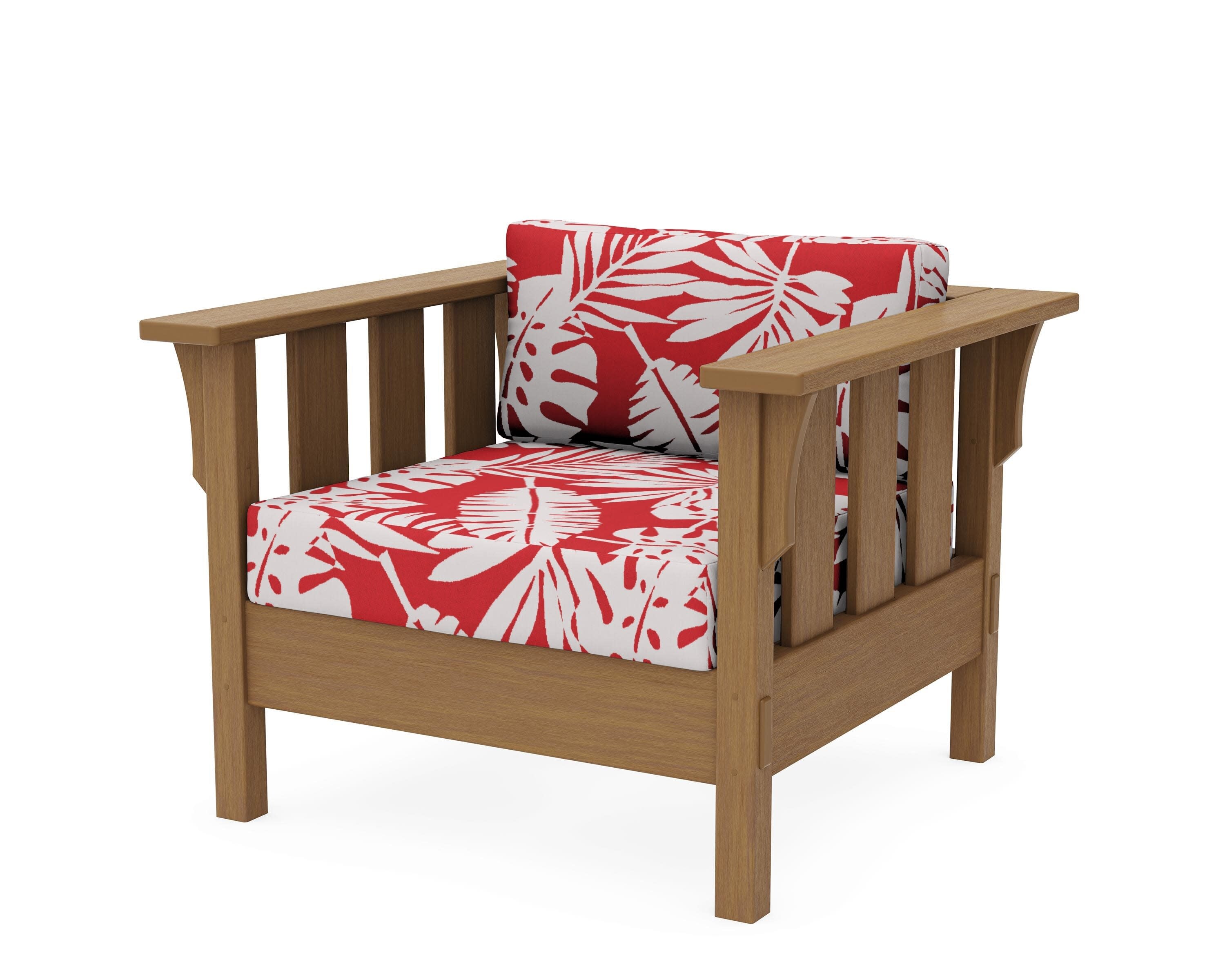 Acadia Deep Seating Chair in Natural / Leaf Crimson