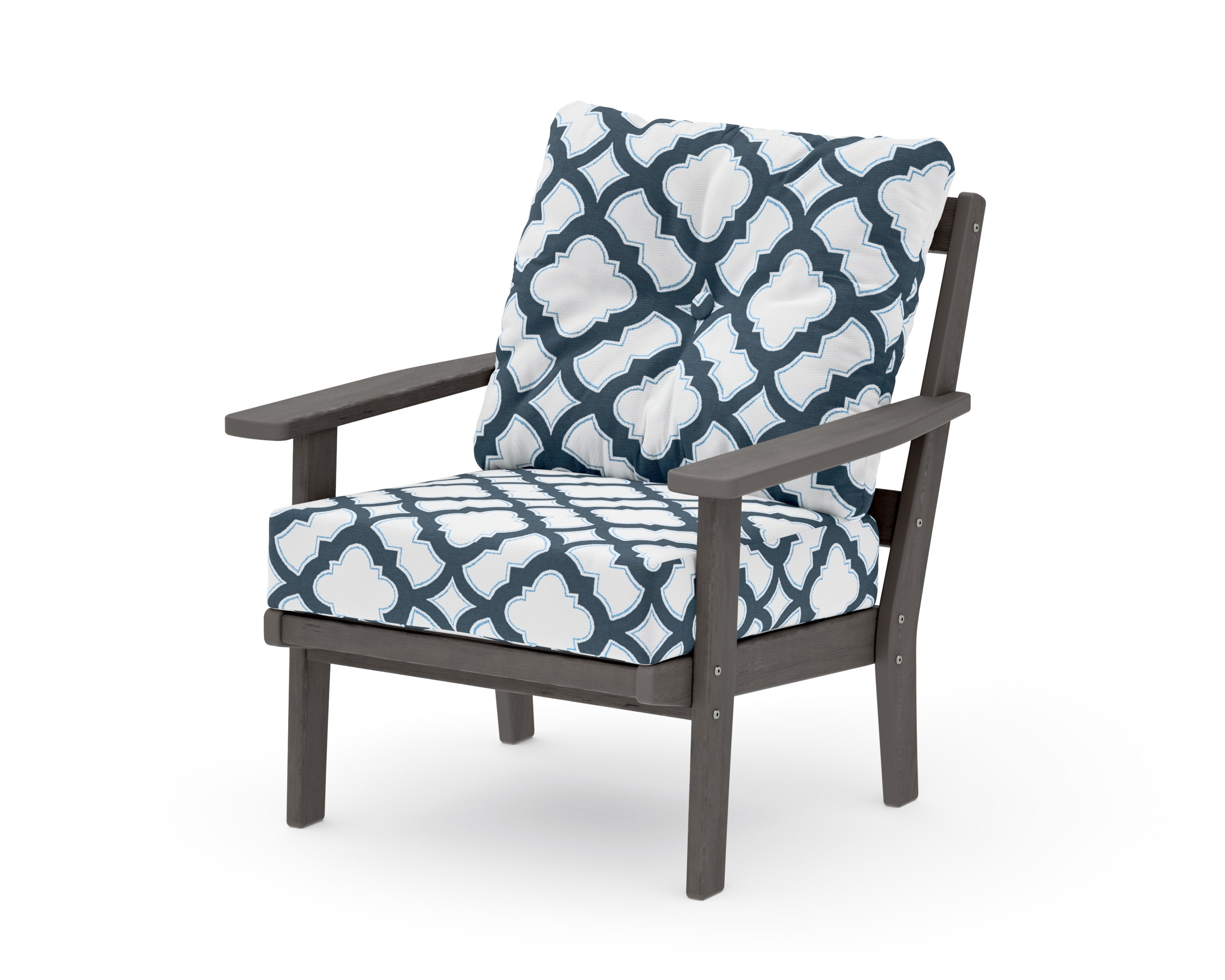 Prairie Deep Seating Chair in Driftwood / Trellis Marine Indigo