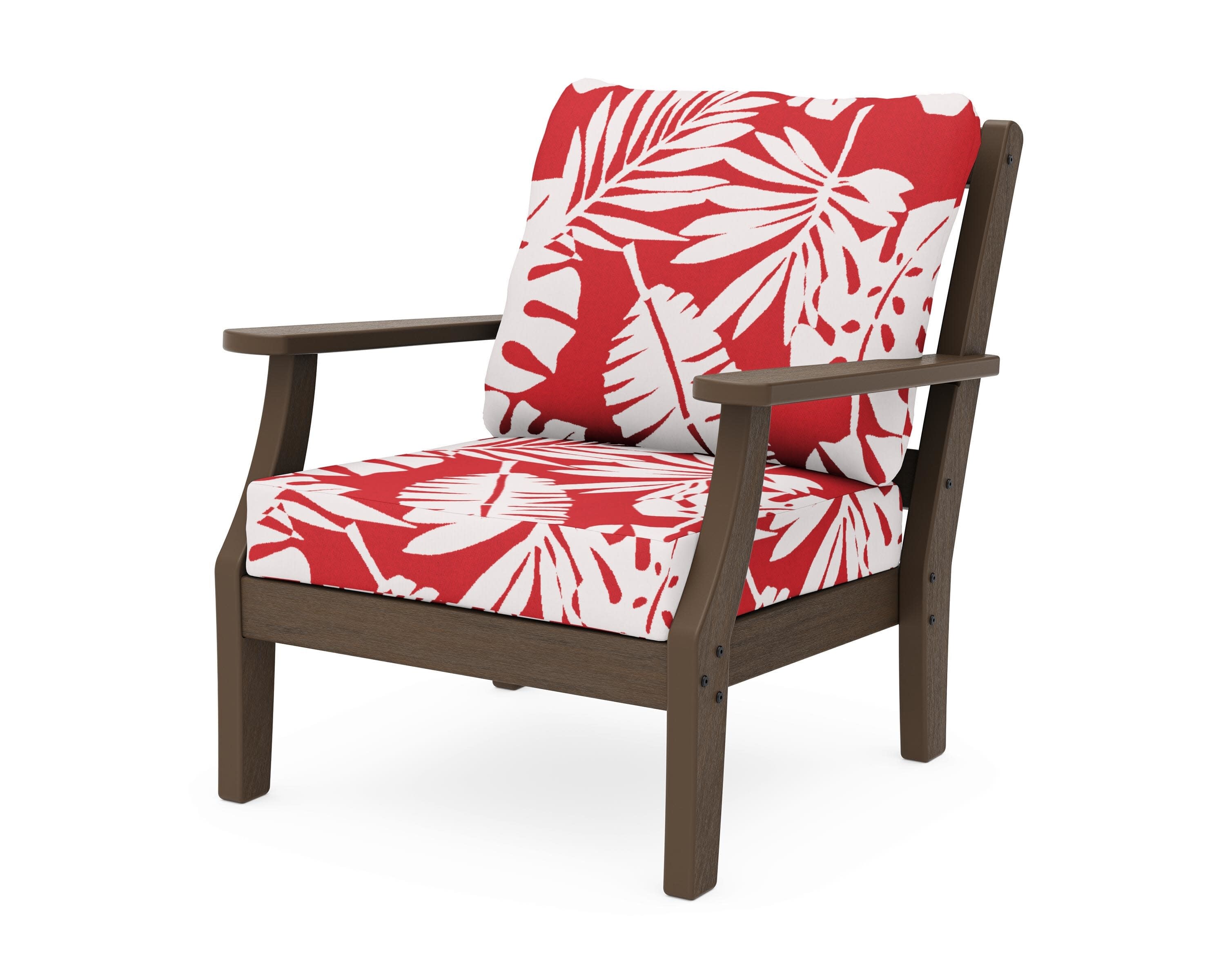 Chinoiserie Deep Seating Chair in Kona / Leaf Crimson