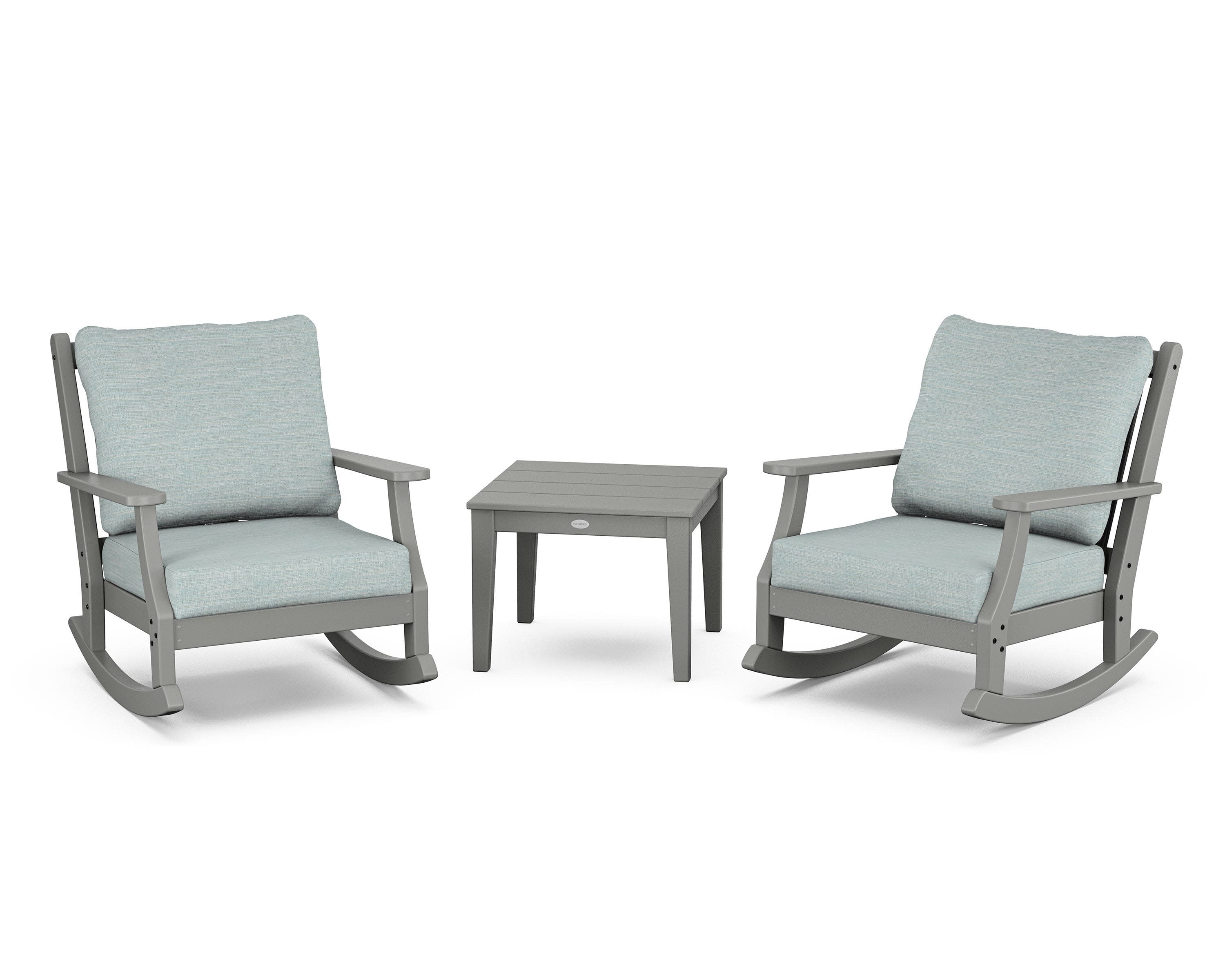 Wovendale 3-Piece Deep Seating Rocker Set in Slate Grey / Soothe Mist
