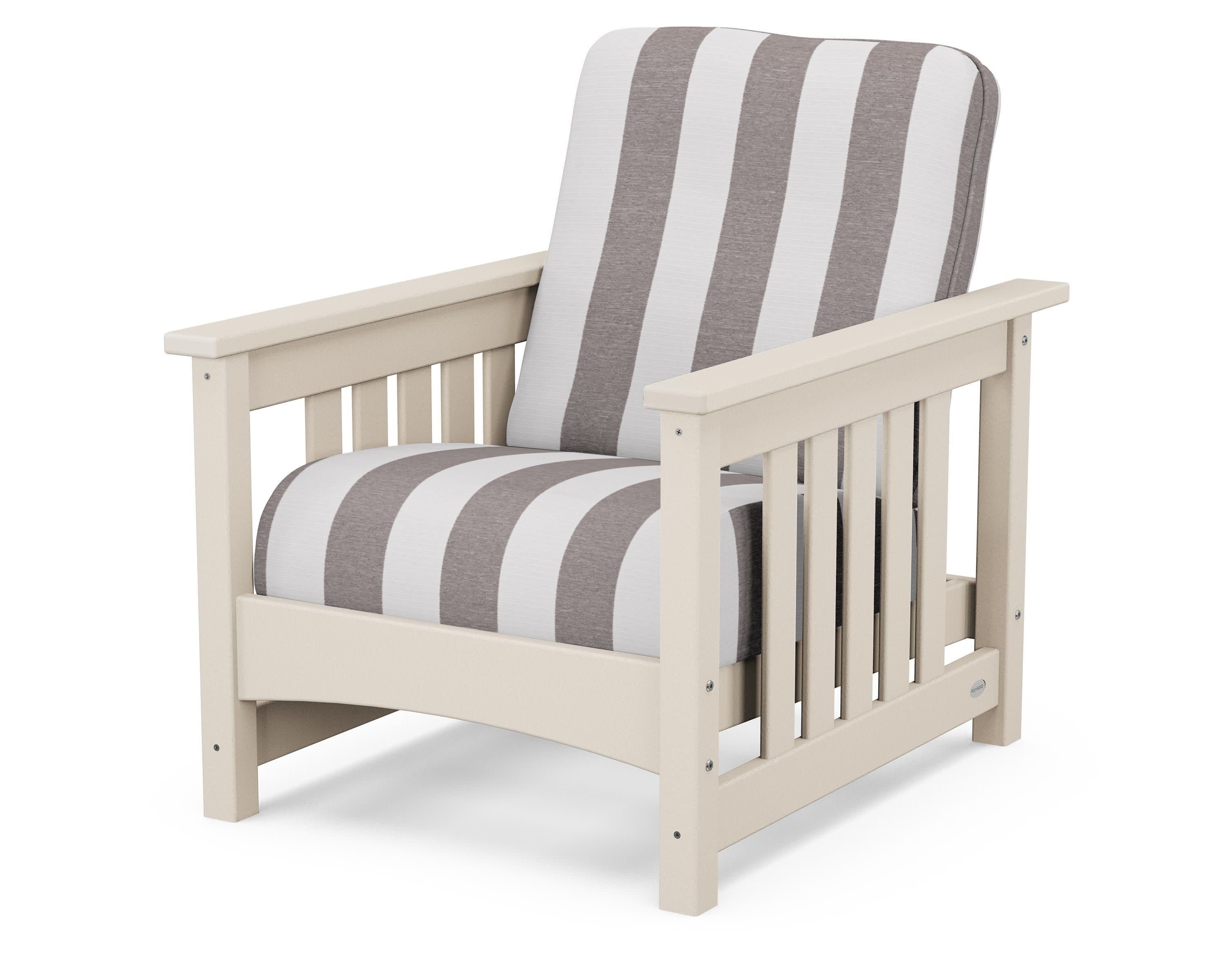 Club Mission Chair in Sand / Cabana Stripe Grey Mist