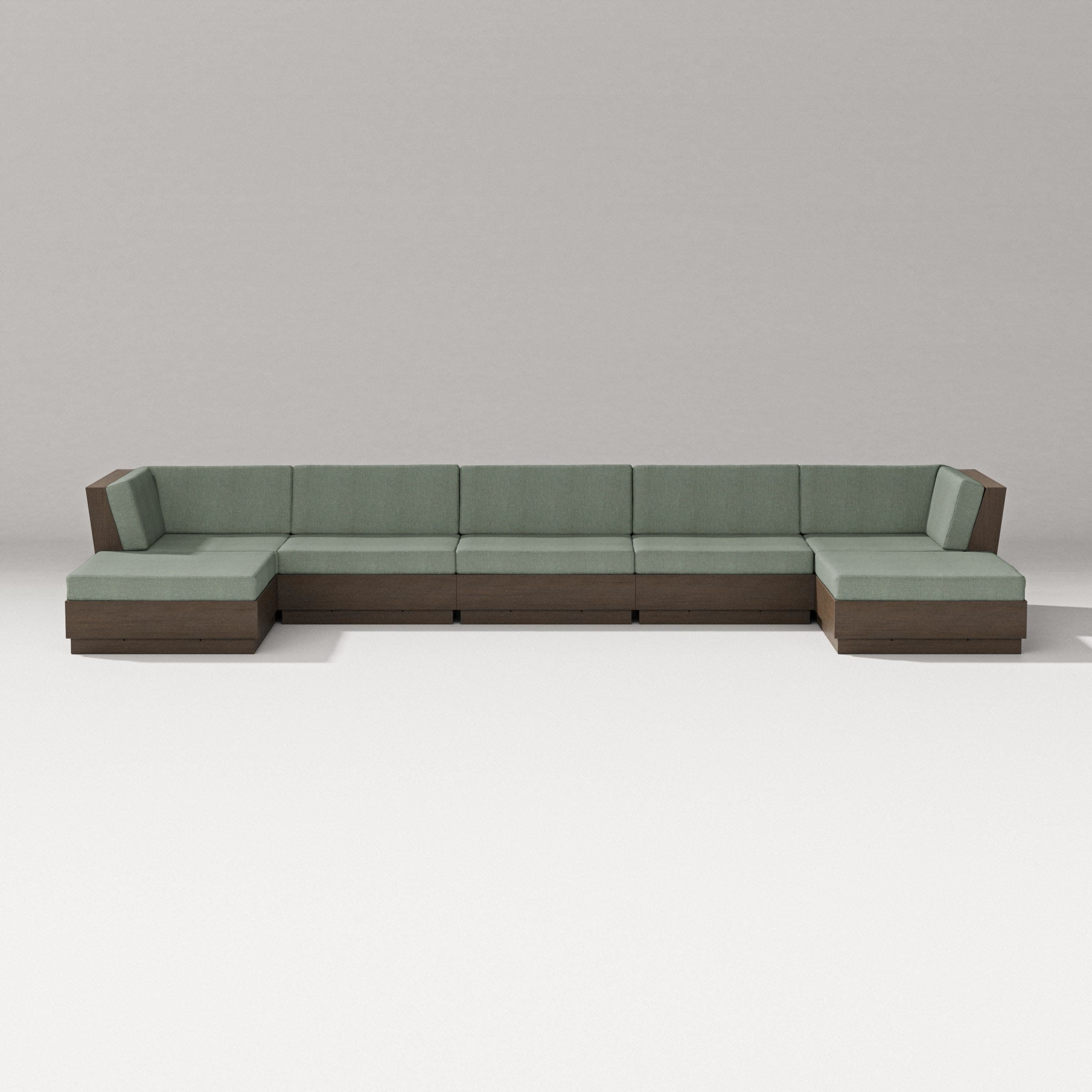 Elevate 7-Piece Double Chaise Sectional in Kona / Cast Sage