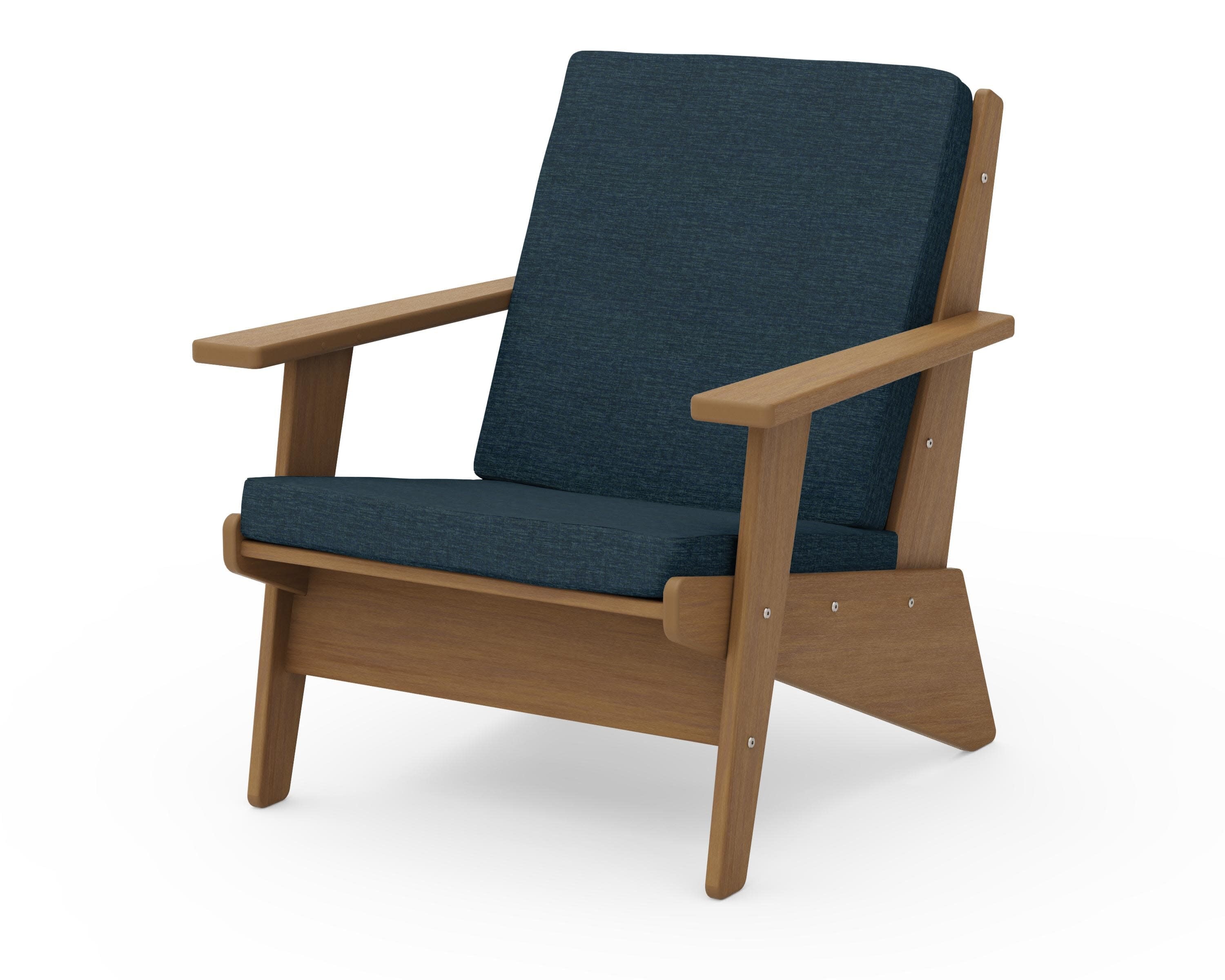 Riviera Modern Lounge Chair in Natural / Platform Indigo