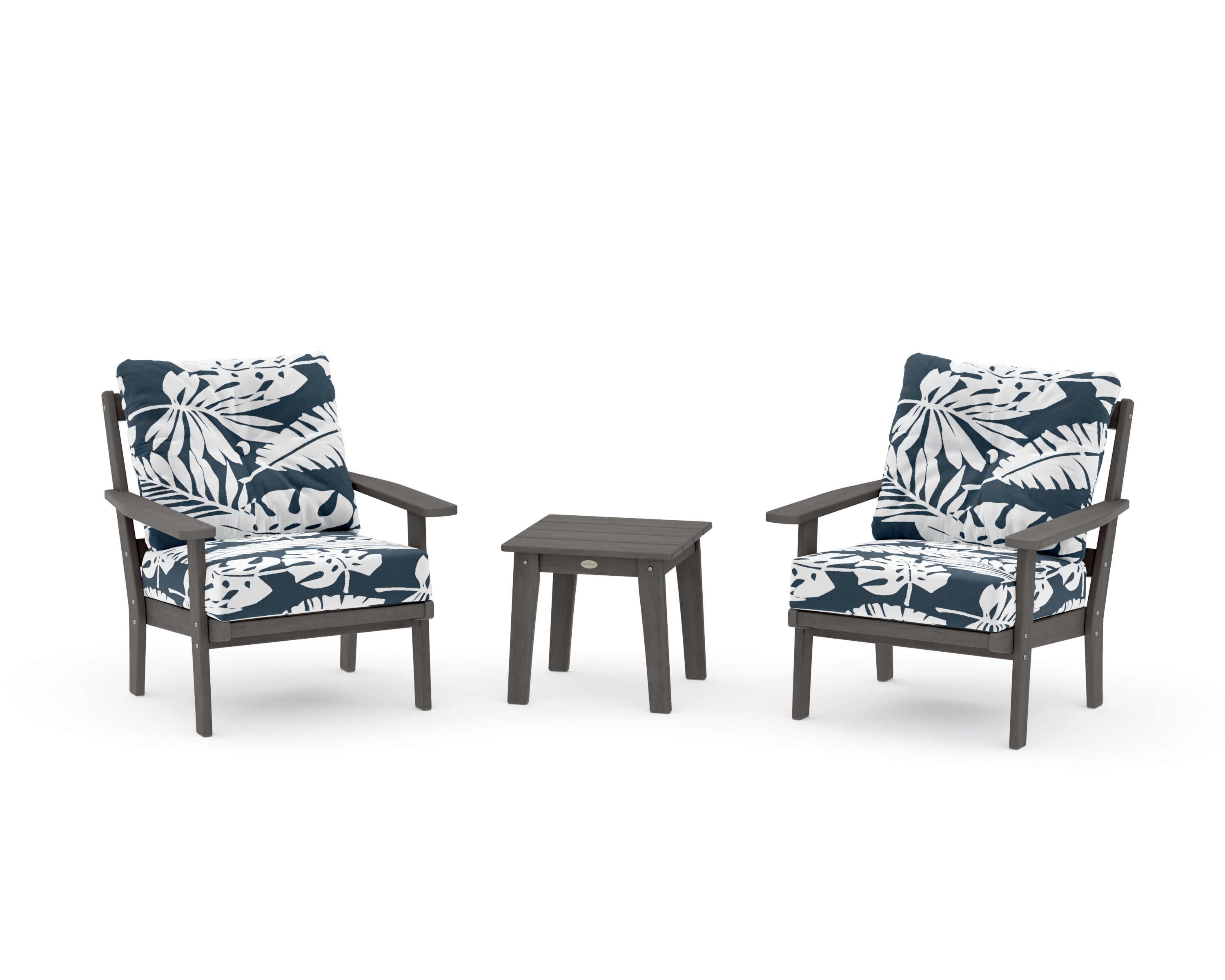Prairie 3-Piece Deep Seating Set in Driftwood / Leaf Marine Indigo
