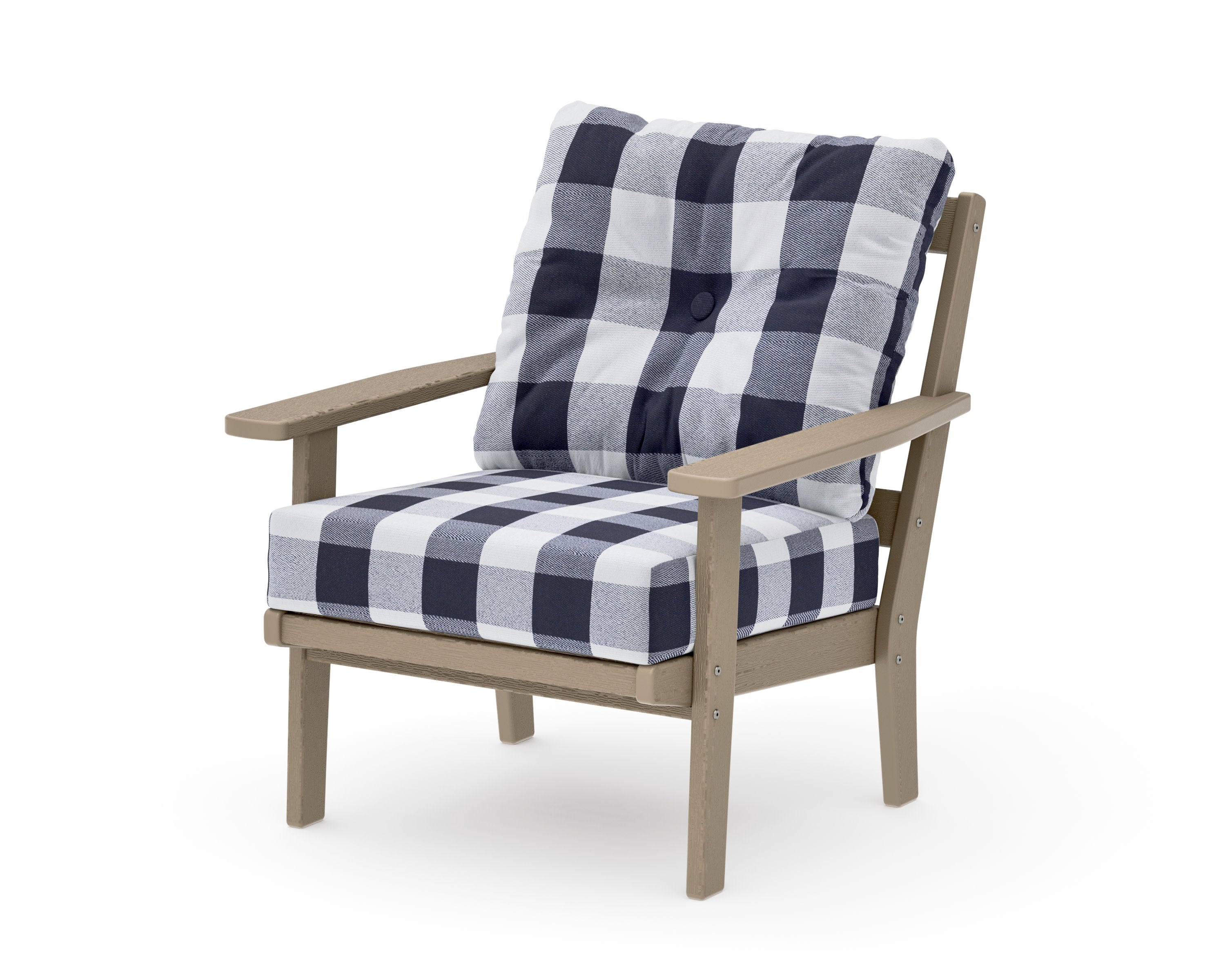 Prairie Deep Seating Chair in Vintage Sahara / Buffalo Plaid Navy