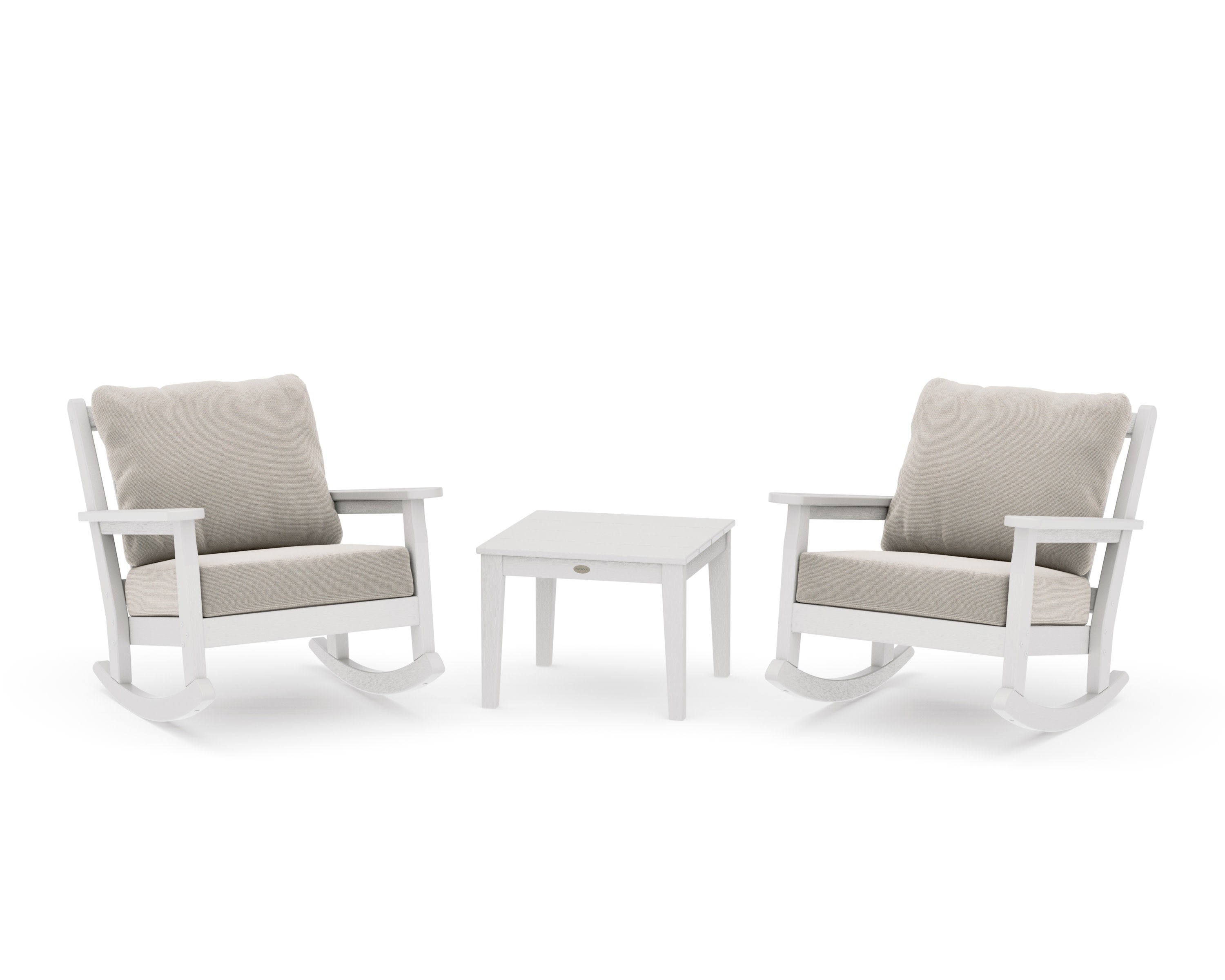 Chippendale 3-Piece Deep Seating Rocker Set in Vintage White / Dune Burlap
