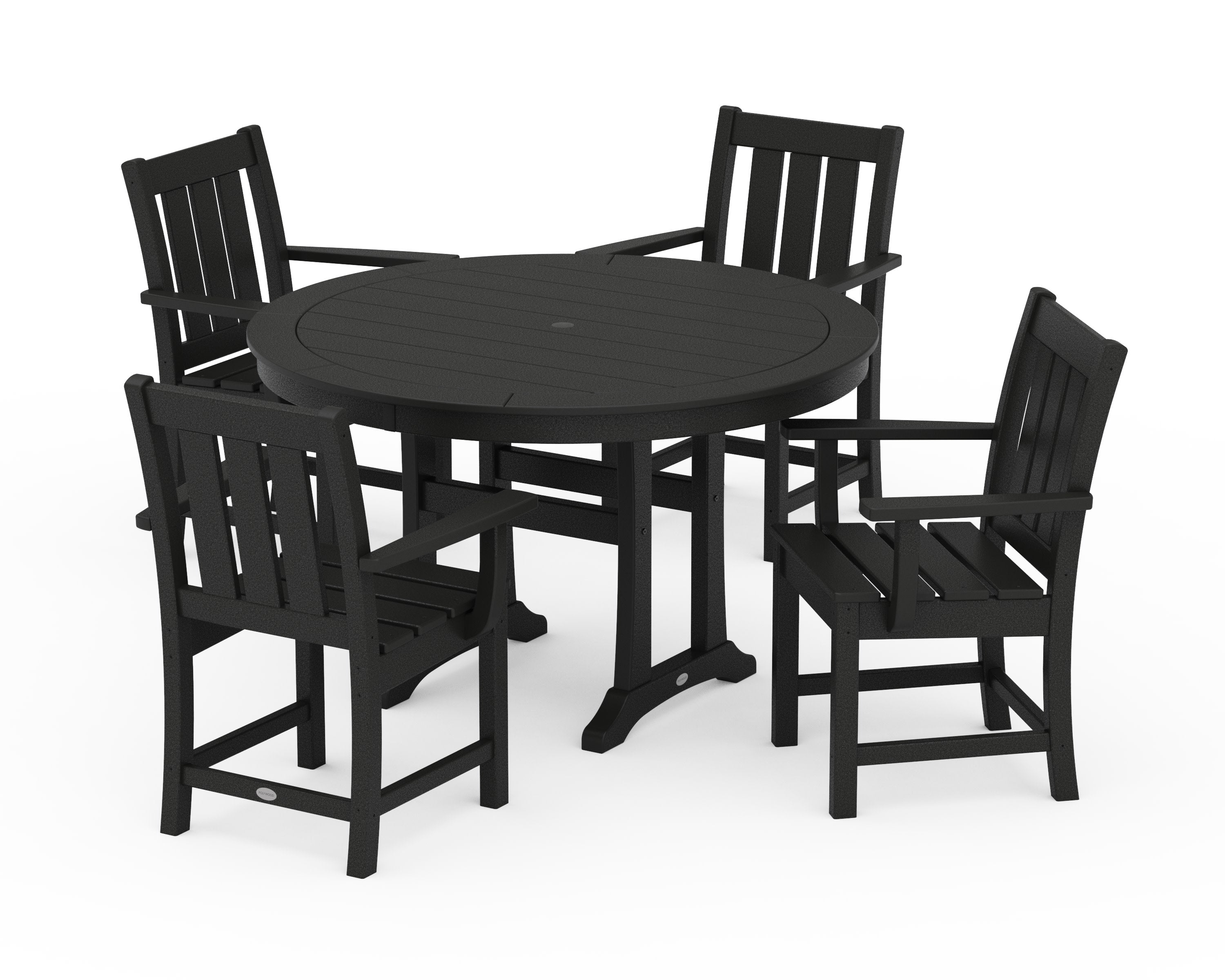 Oxford 5-Piece Round Dining Set with Trestle Legs in Black