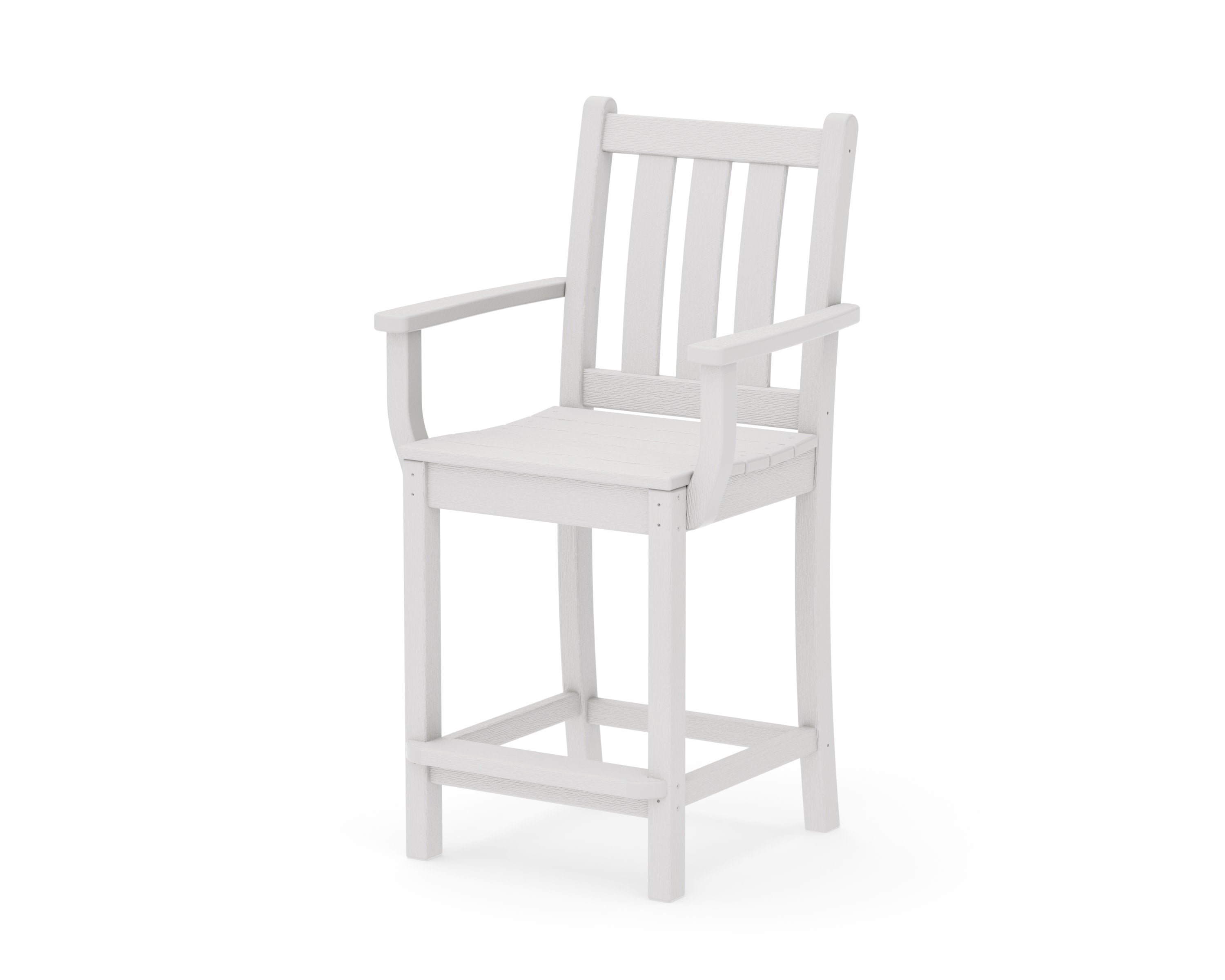 Traditional Garden Counter Arm Chair in Vintage White