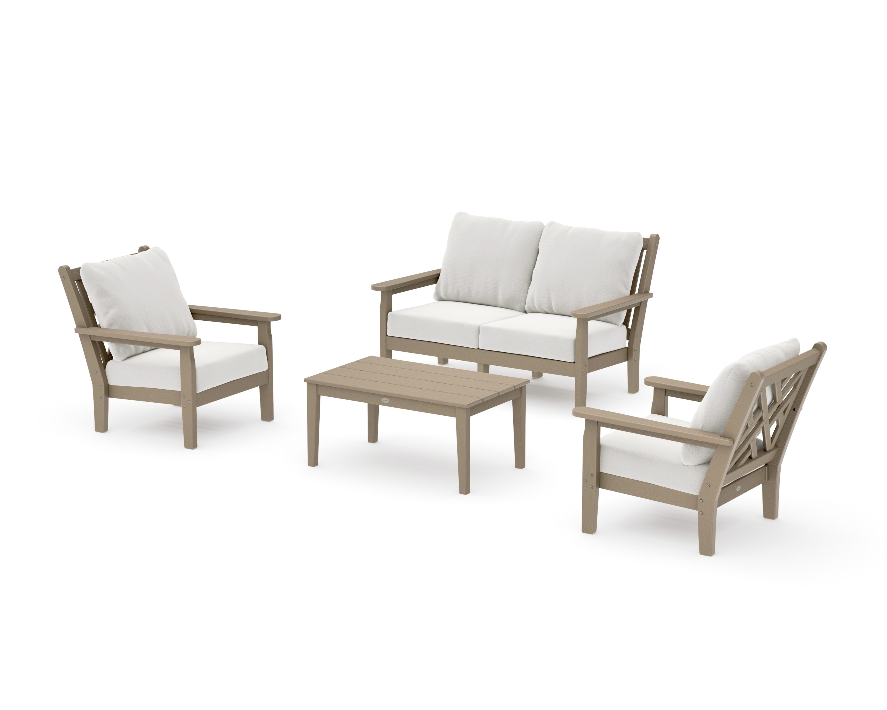 Chippendale 4-Piece Deep Seating Set with Loveseat in Vintage Sahara / Natural Linen