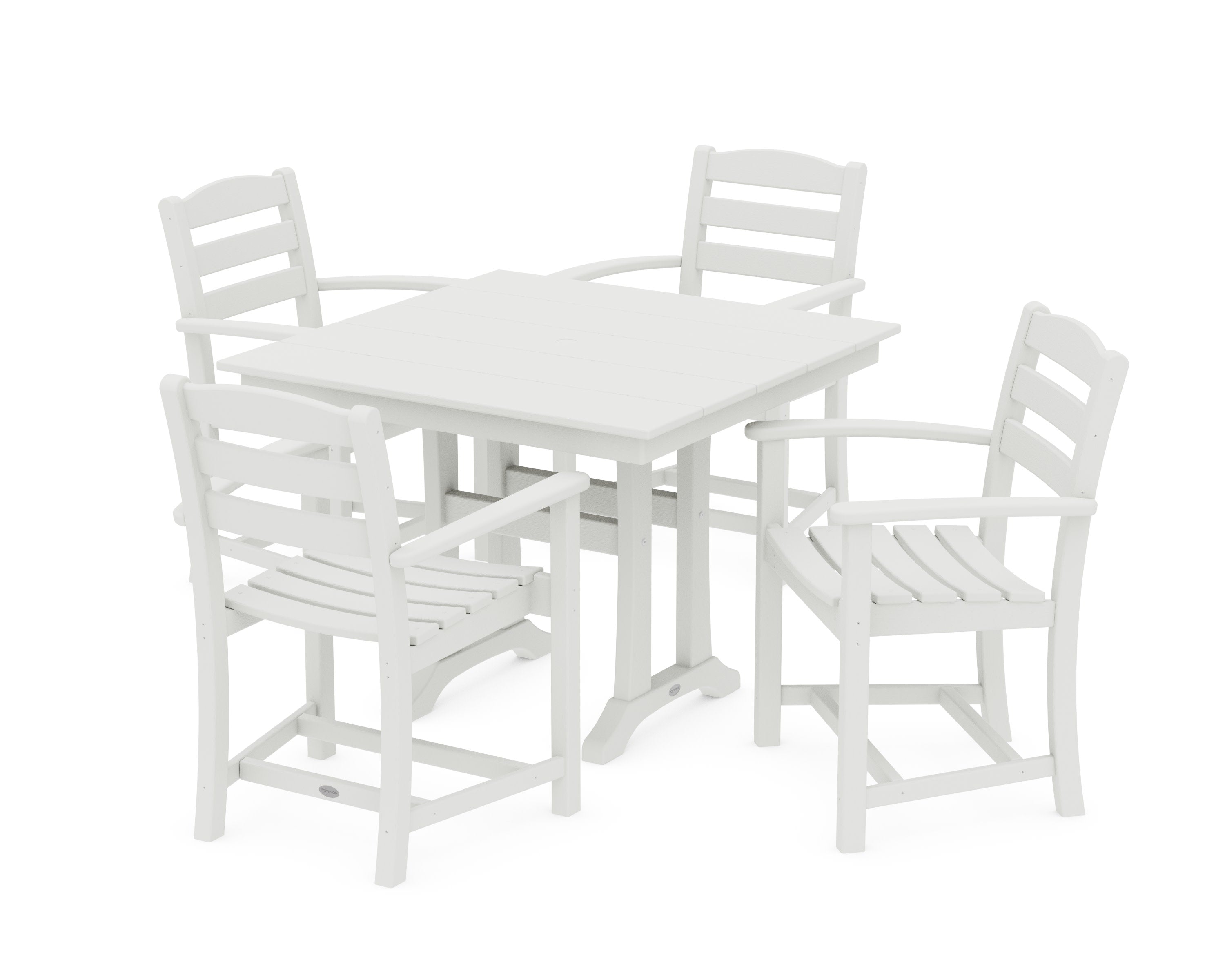 La Casa Caf 5-Piece Farmhouse Trestle Arm Chair Dining Set in Vintage White