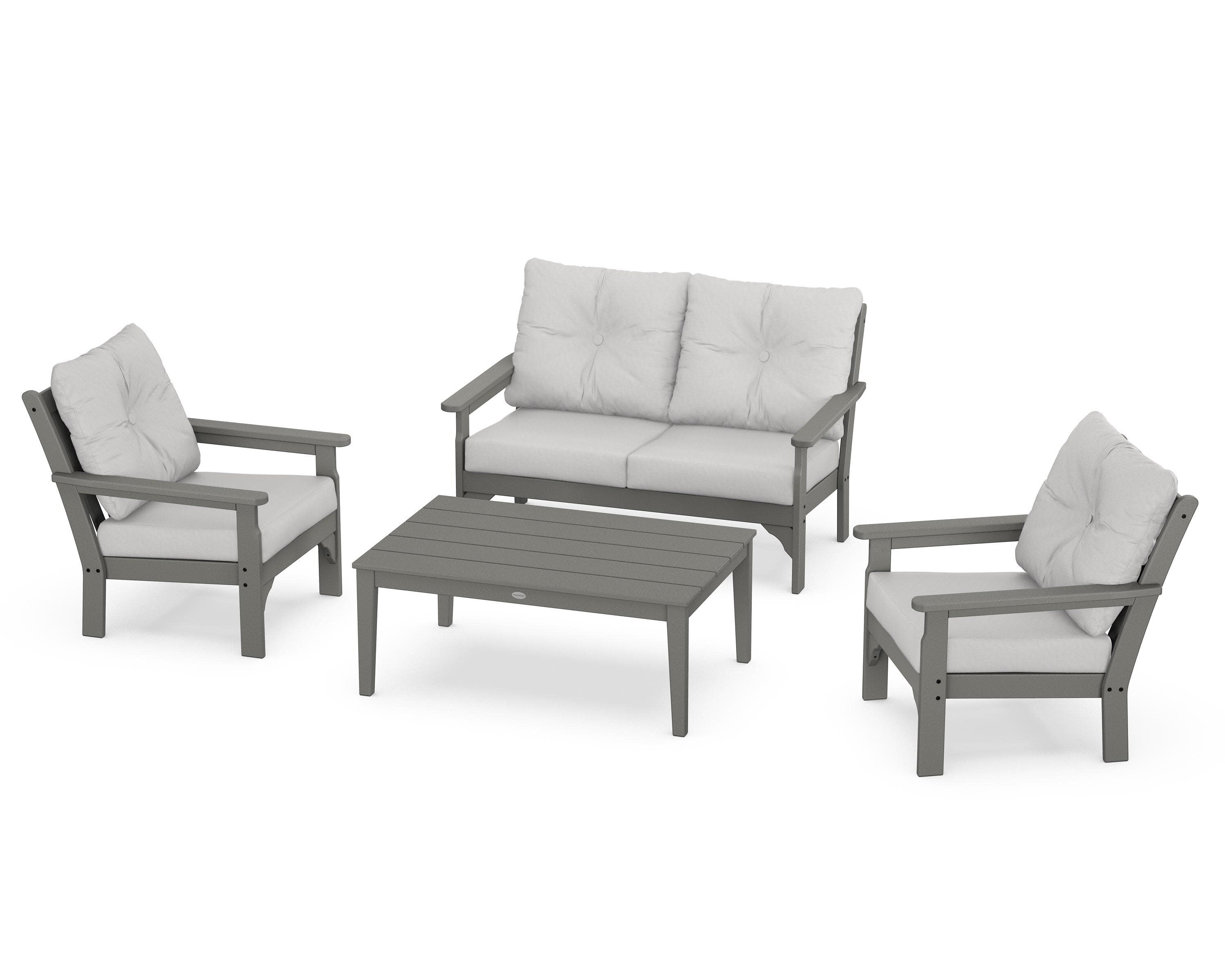 Vineyard 4-Piece Deep Seating Set in Slate Grey / Diamond in the Rough