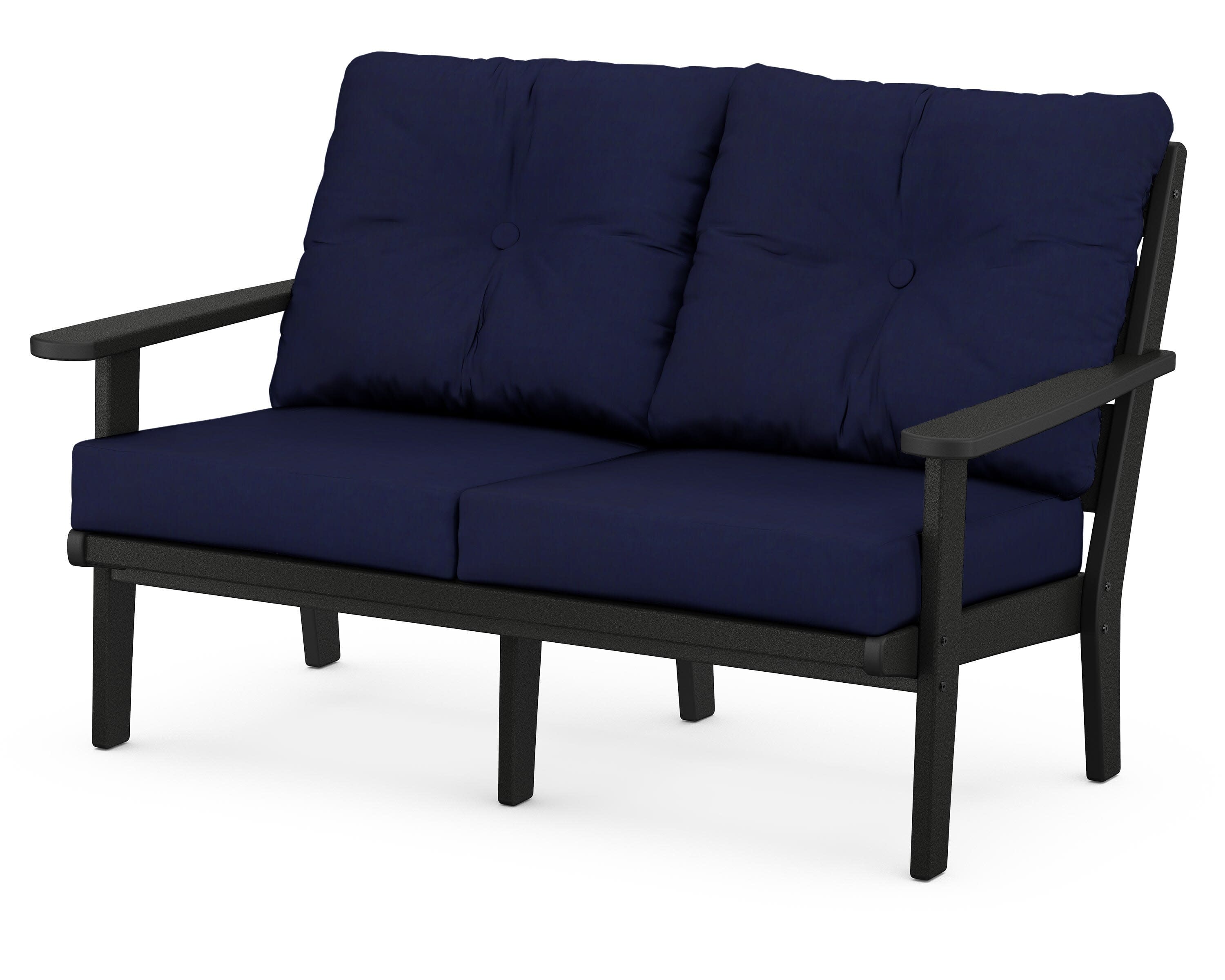 Lakeside Deep Seating Loveseat in Black / Navy