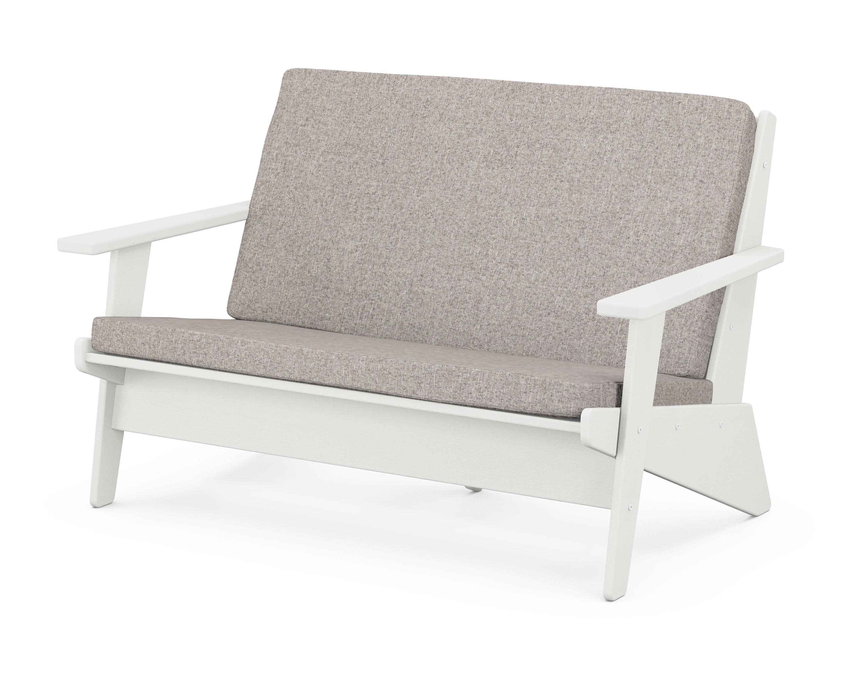 Riviera Modern Lounge Loveseat in Vintage White / Weathered Tweed