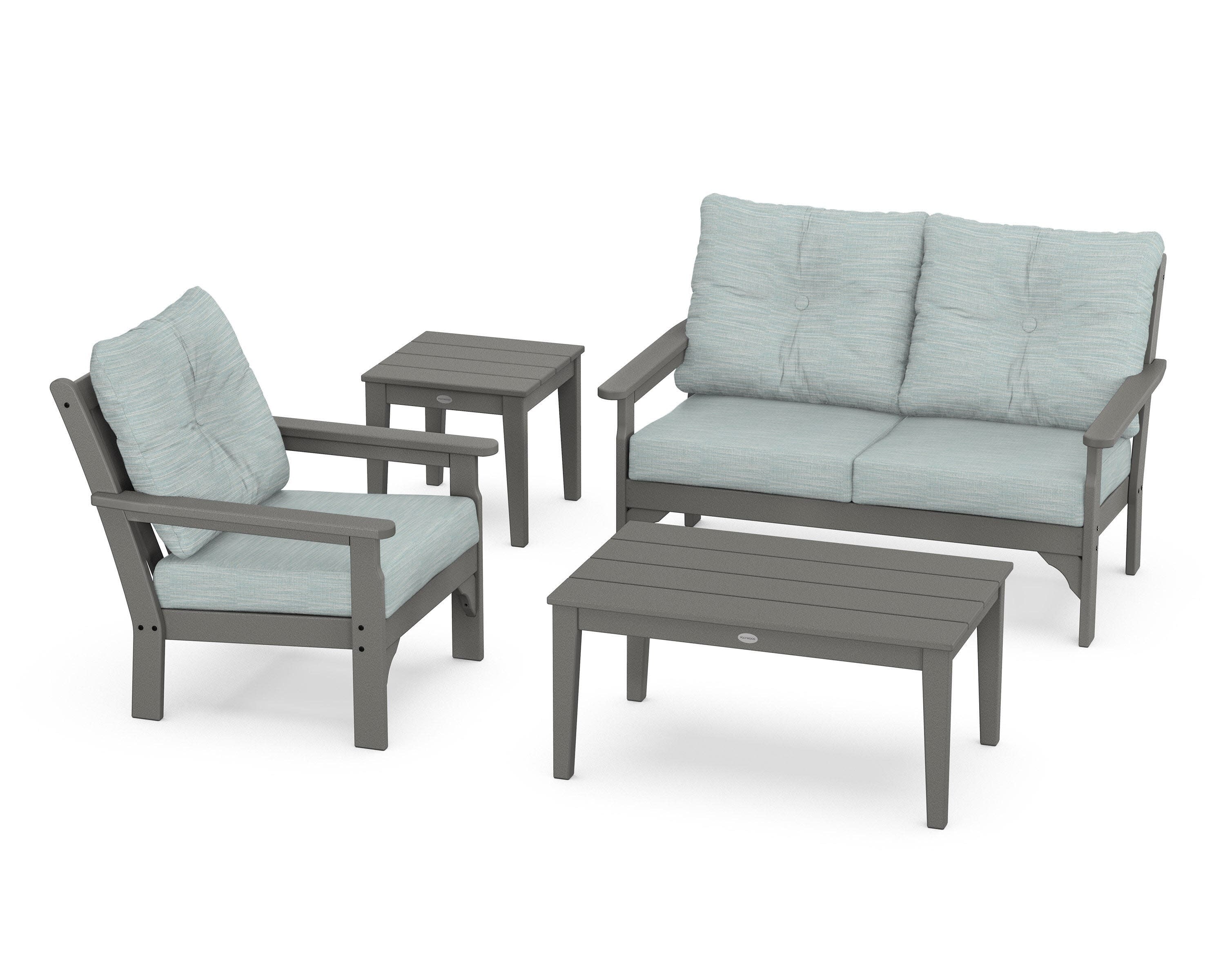 Vineyard 4-Piece Deep Seating Set in Slate Grey / Soothe Mist