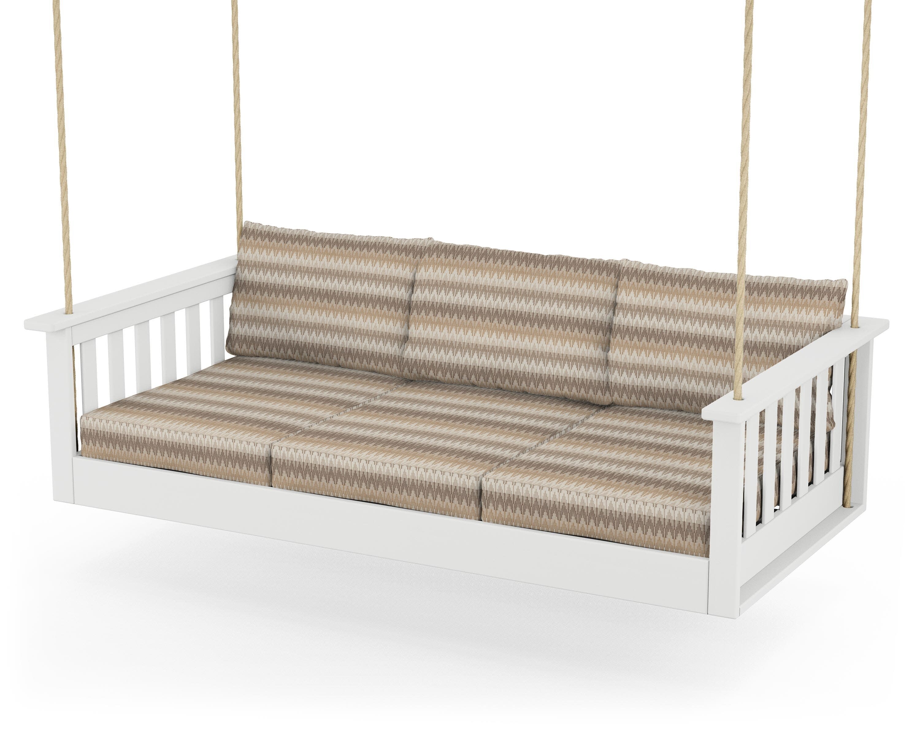 Vineyard Daybed Swing in White / Valley Dune