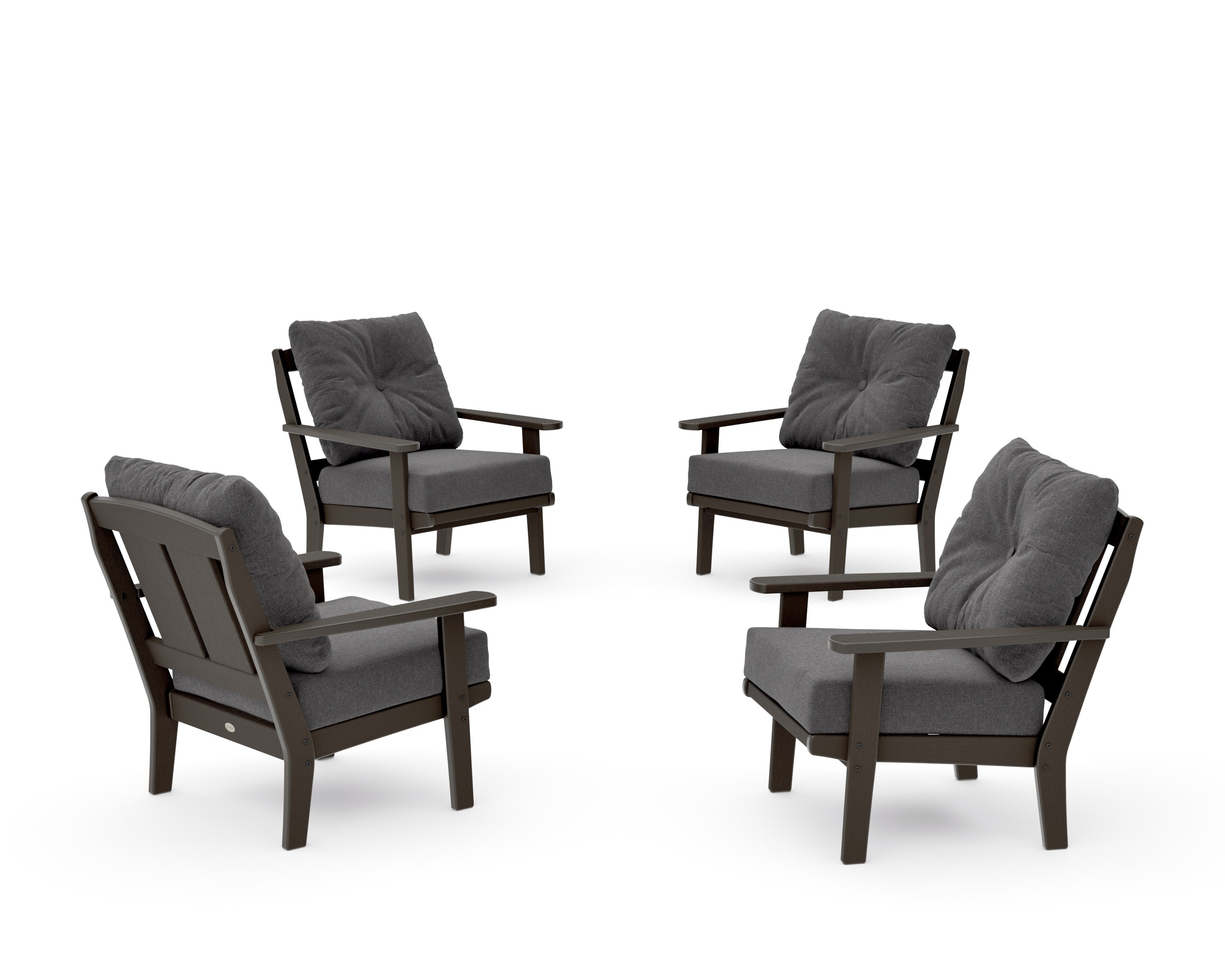 Mission 5-Piece Deep Seating Set with Fire Pit Table in Vintage Coffee / Ash Charcoal